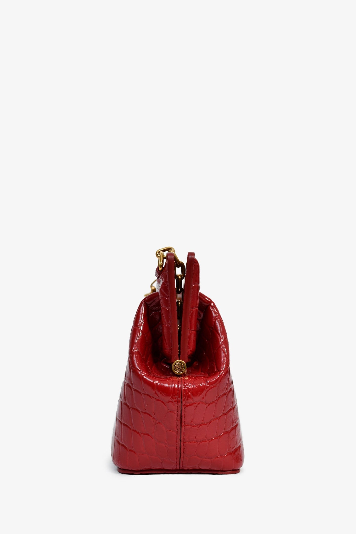 Alexander McQueen Red Croc Effect Leather Chain Crossbody