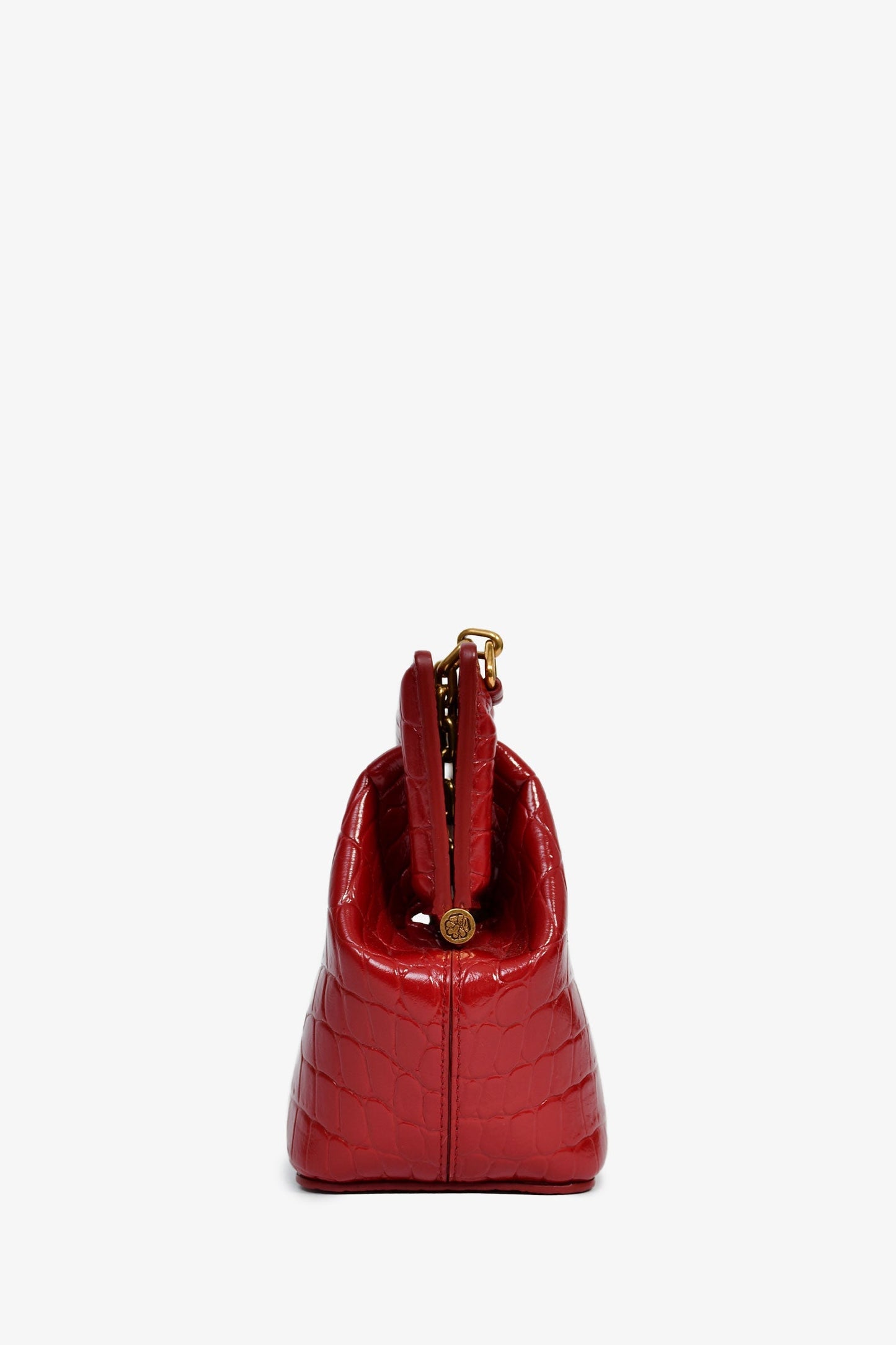 Alexander McQueen Red Croc Effect Leather Chain Crossbody