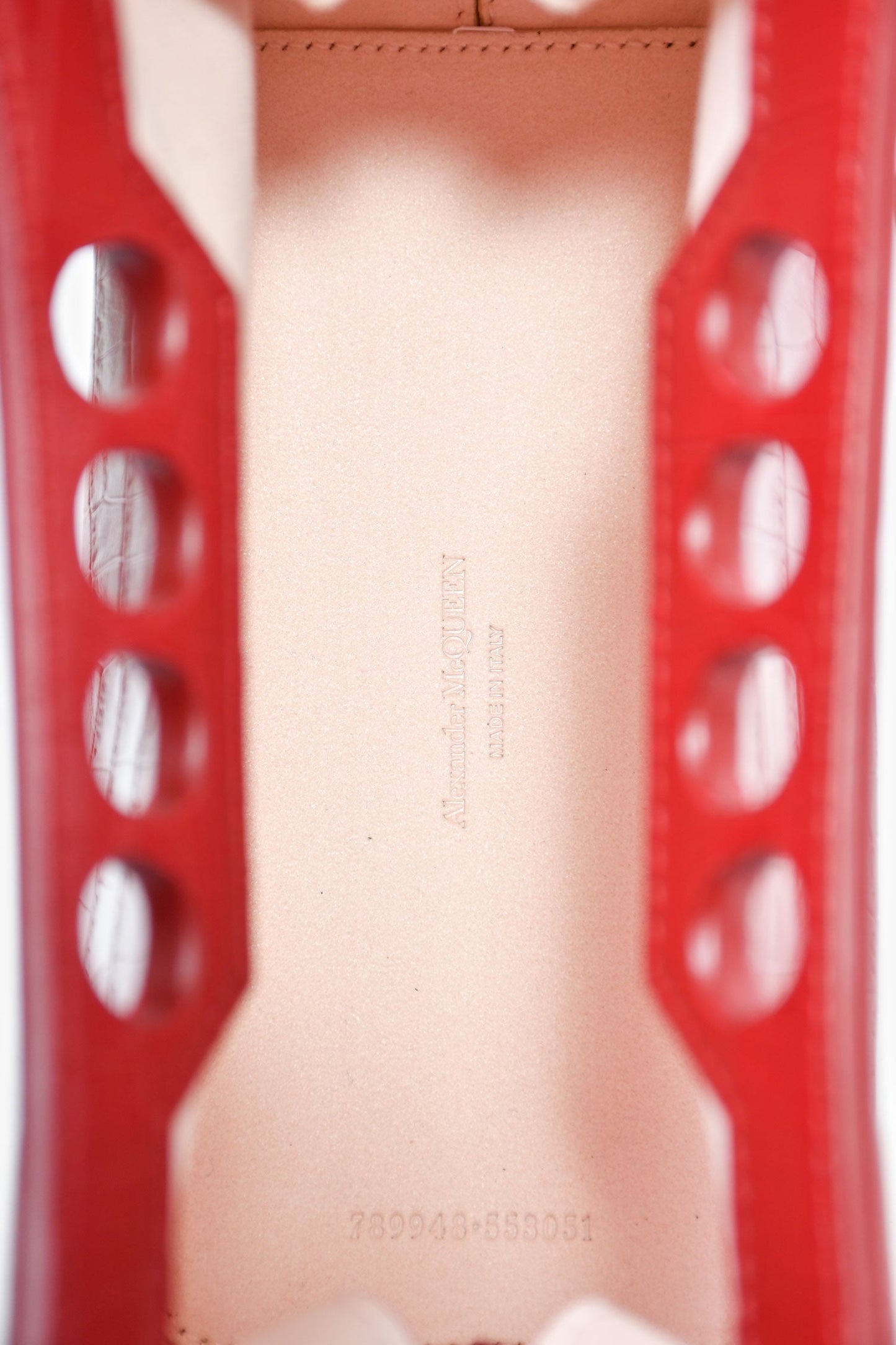 Alexander McQueen Red Croc Effect Leather Chain Crossbody