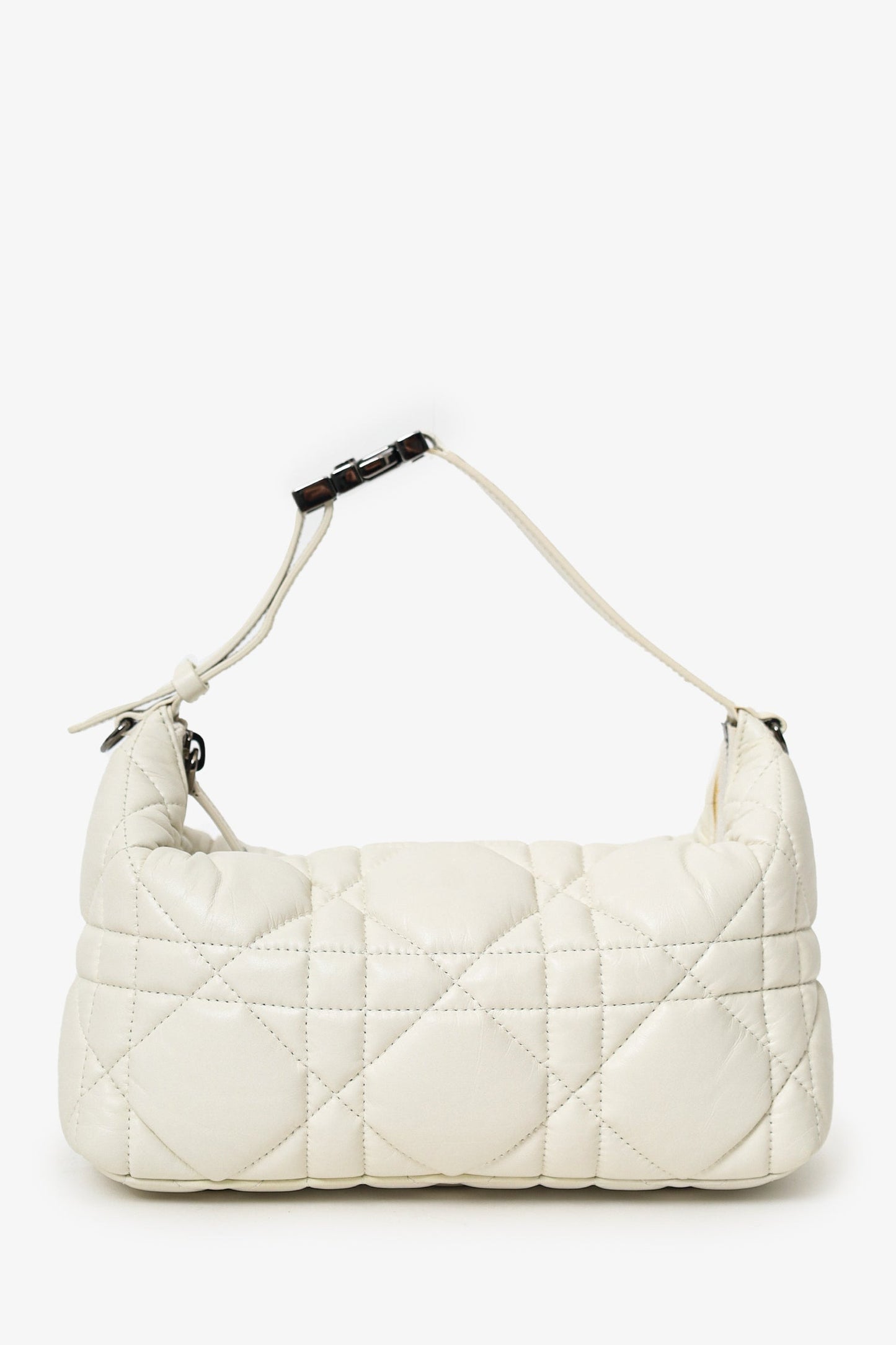 Christian Dior 2022 White Calfskin Macrocannage Medium Diortravel Nomad Pouch