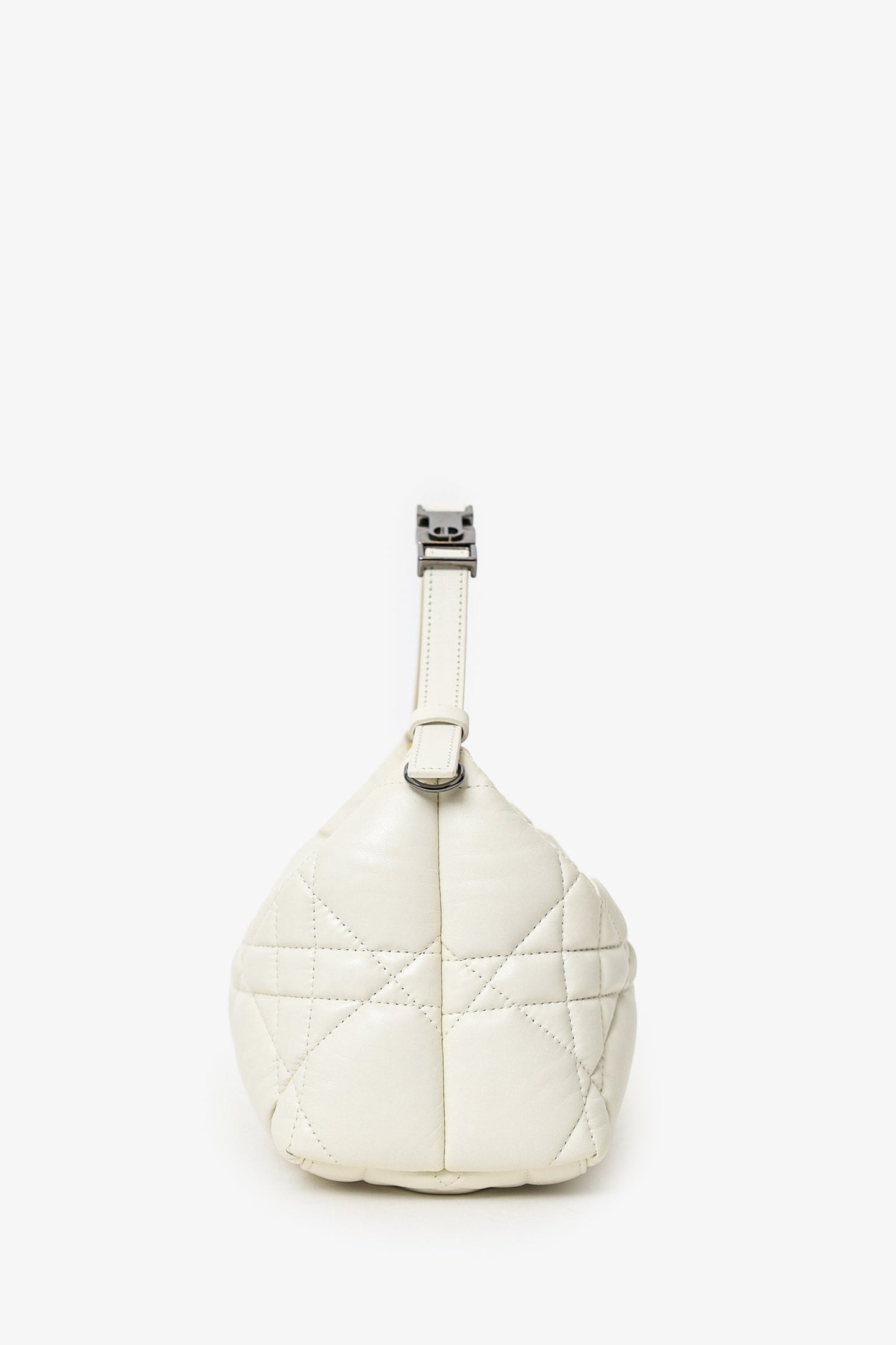 Christian Dior 2022 White Calfskin Macrocannage Medium Diortravel Nomad Pouch