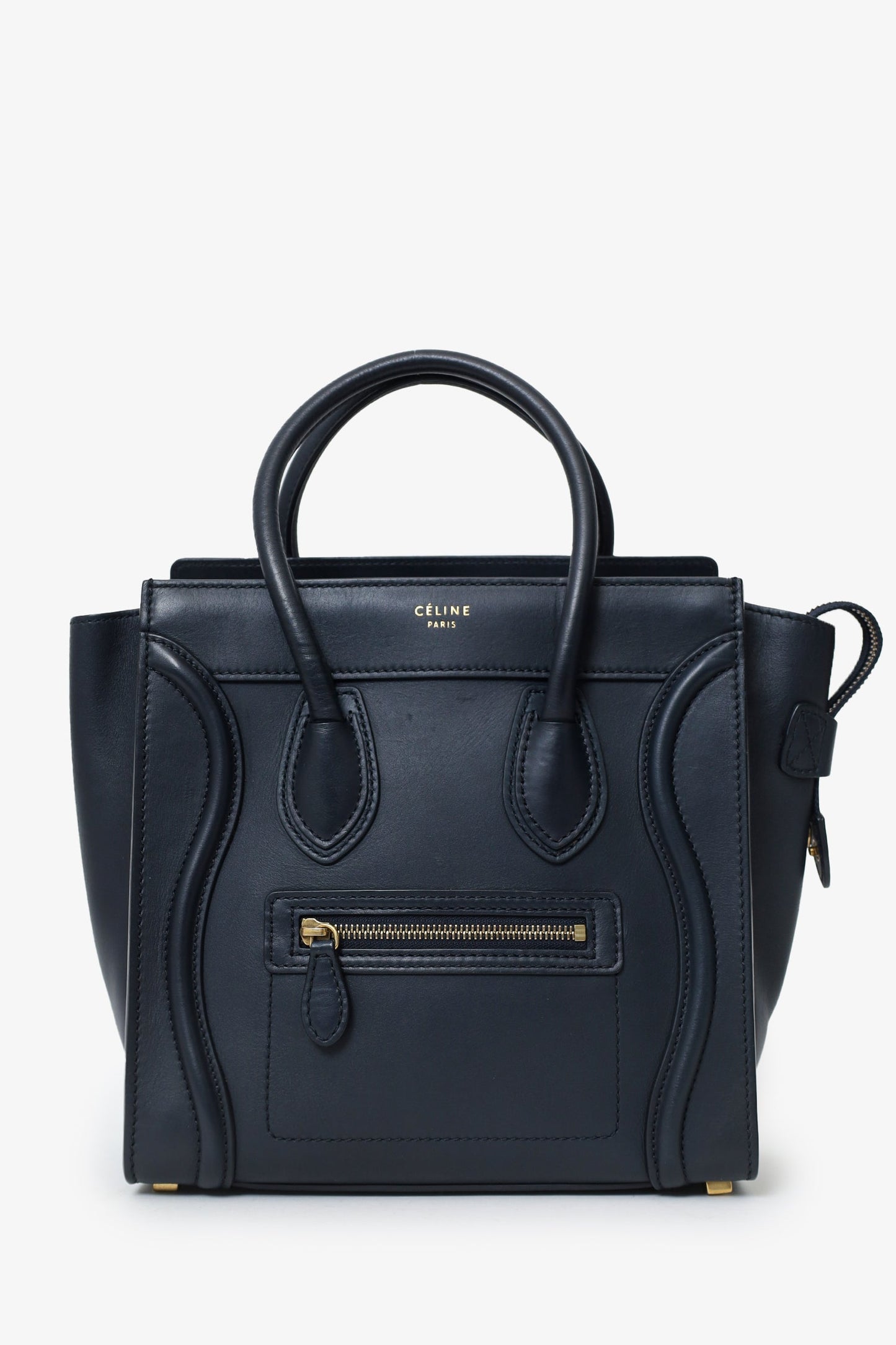 Celine Navy Leather Micro Luggage Tote