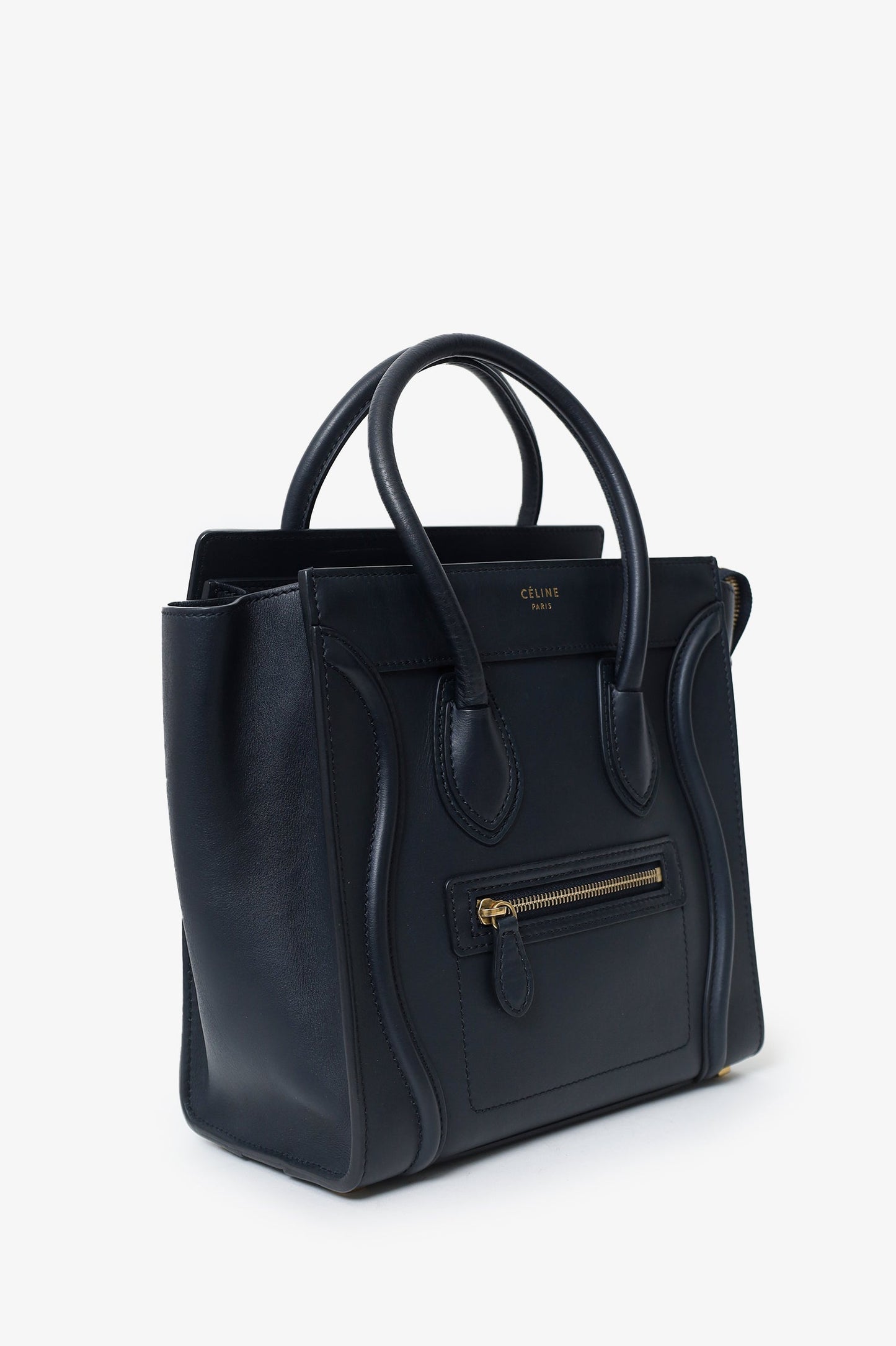 Celine Navy Leather Micro Luggage Tote