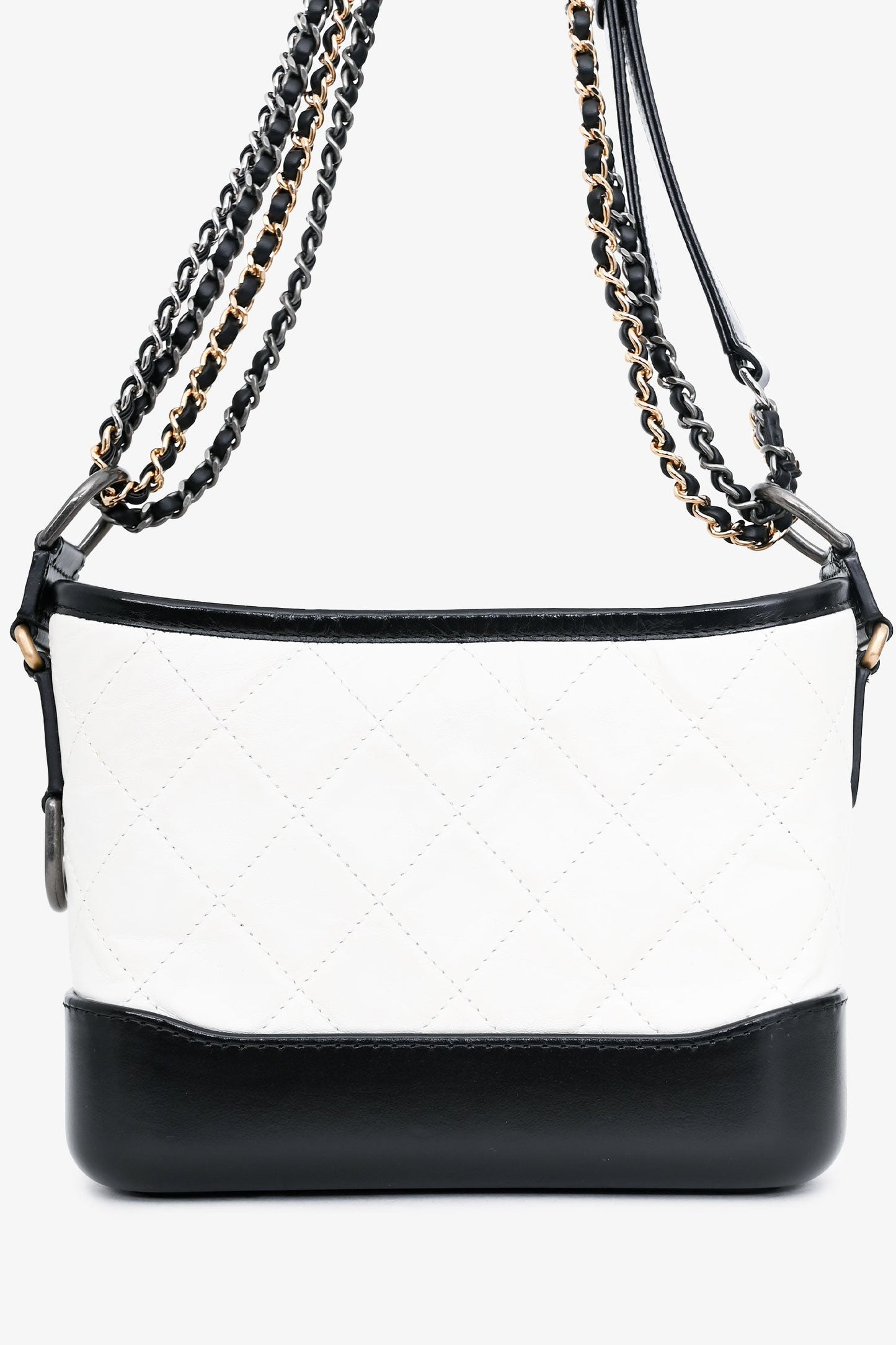 Chanel™ 2017-18 White/Black Lambskin Small Gabrielle Chain Bag
