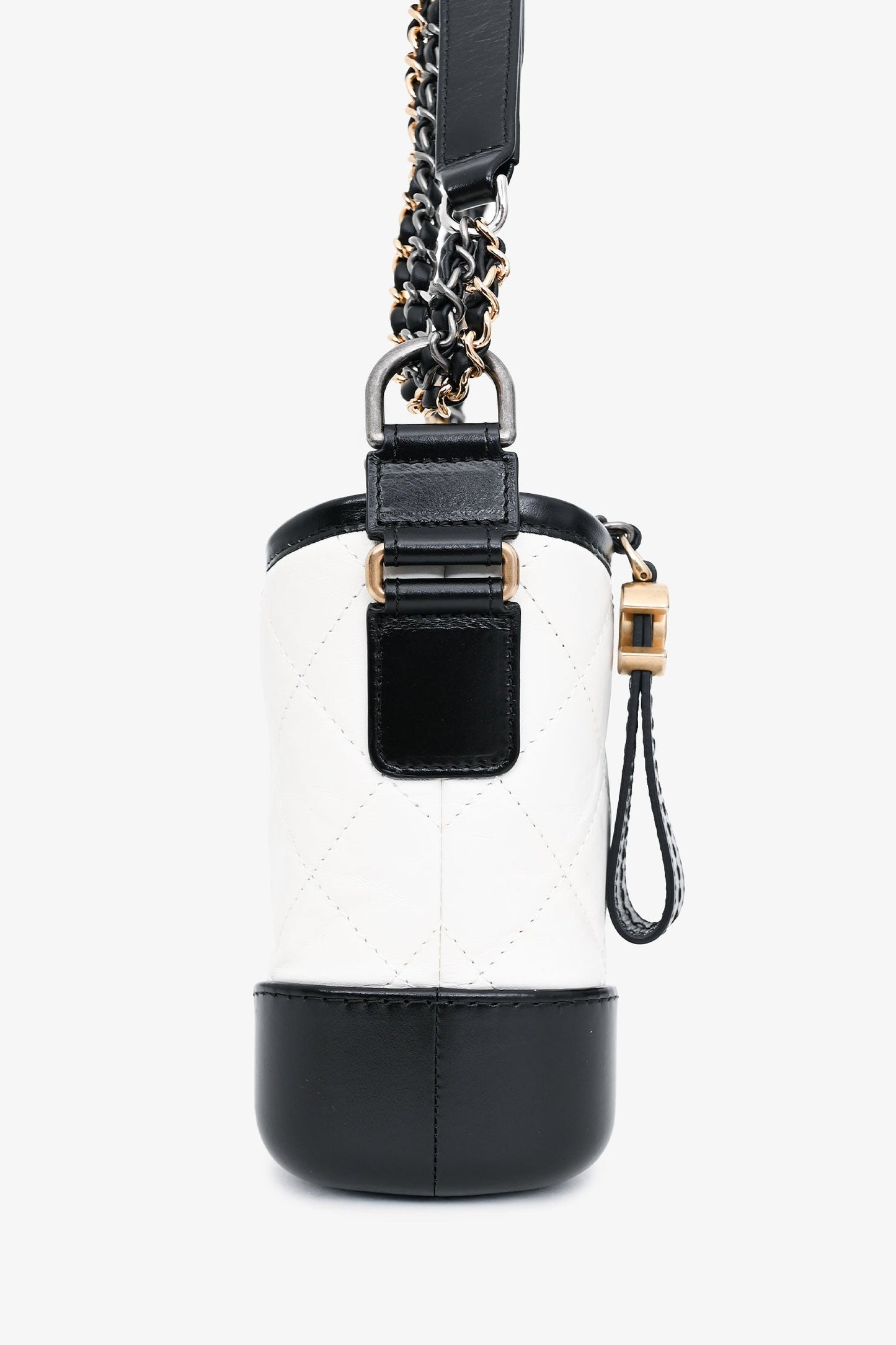 Chanel™ 2017-18 White/Black Lambskin Small Gabrielle Chain Bag
