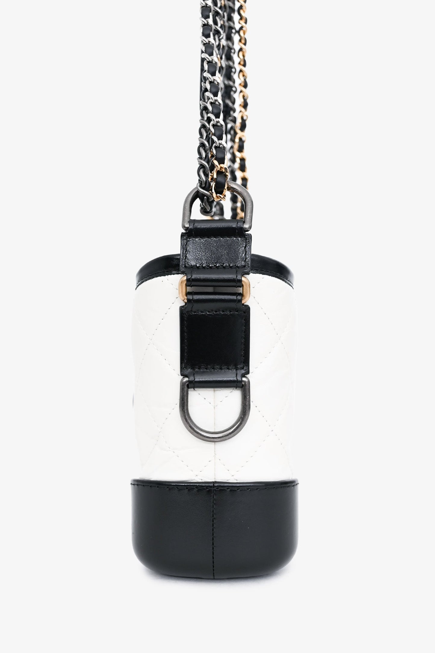 Chanel™ 2017-18 White/Black Lambskin Small Gabrielle Chain Bag