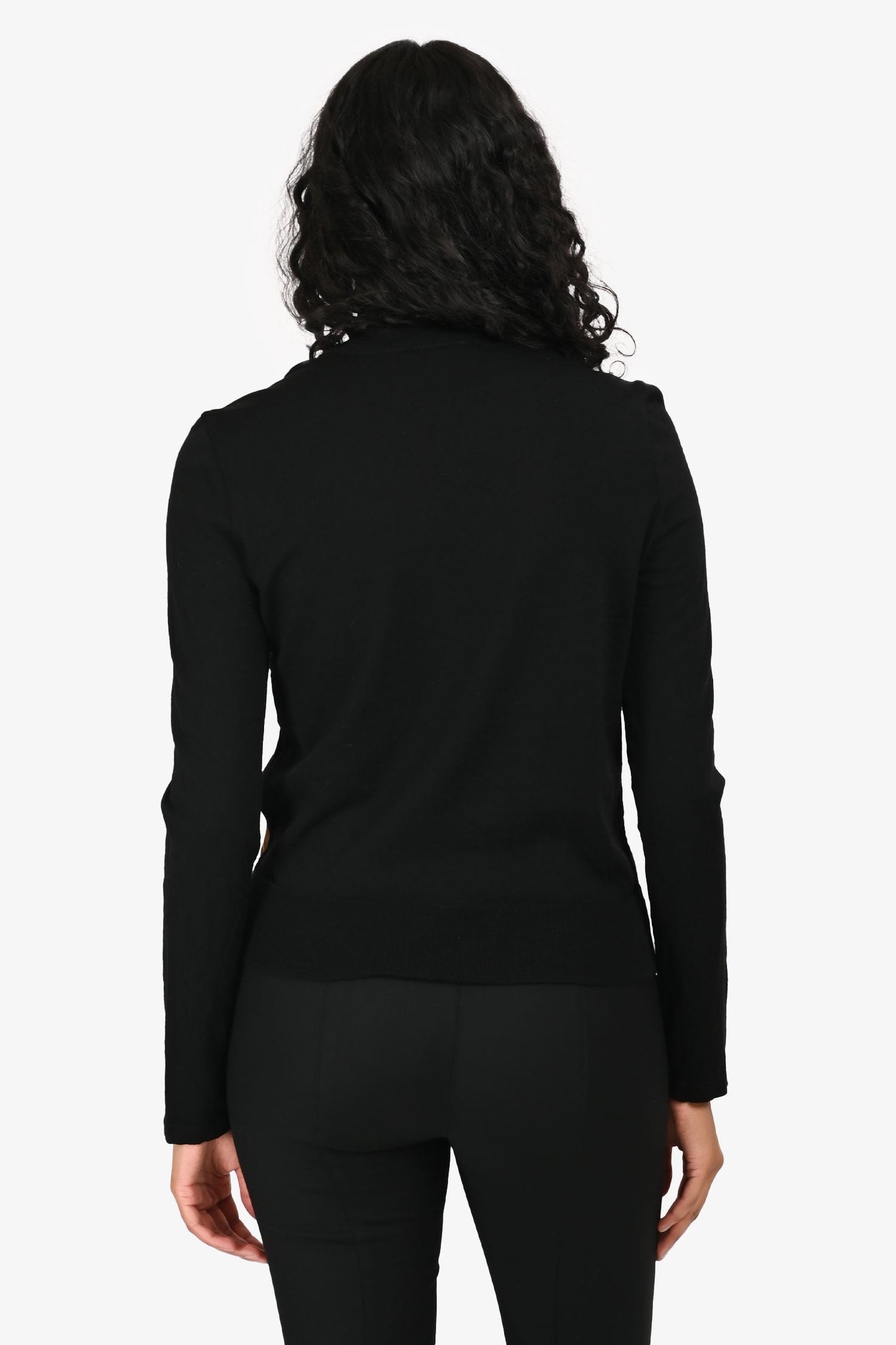 Gucci Black Wool Cream Silk Panel Turtleneck Sweater Size S