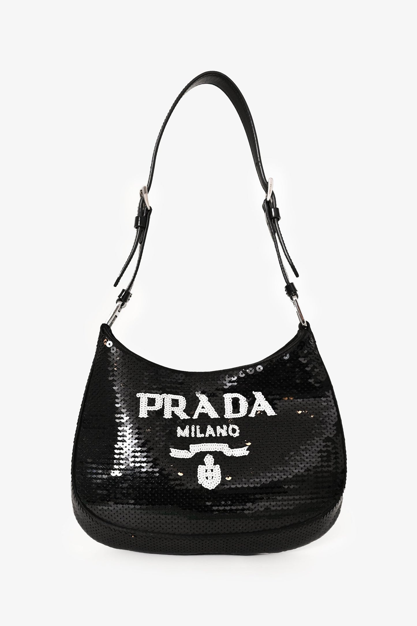 Prada Black/White Sequin 'Cleo' Small Shoulder Bag