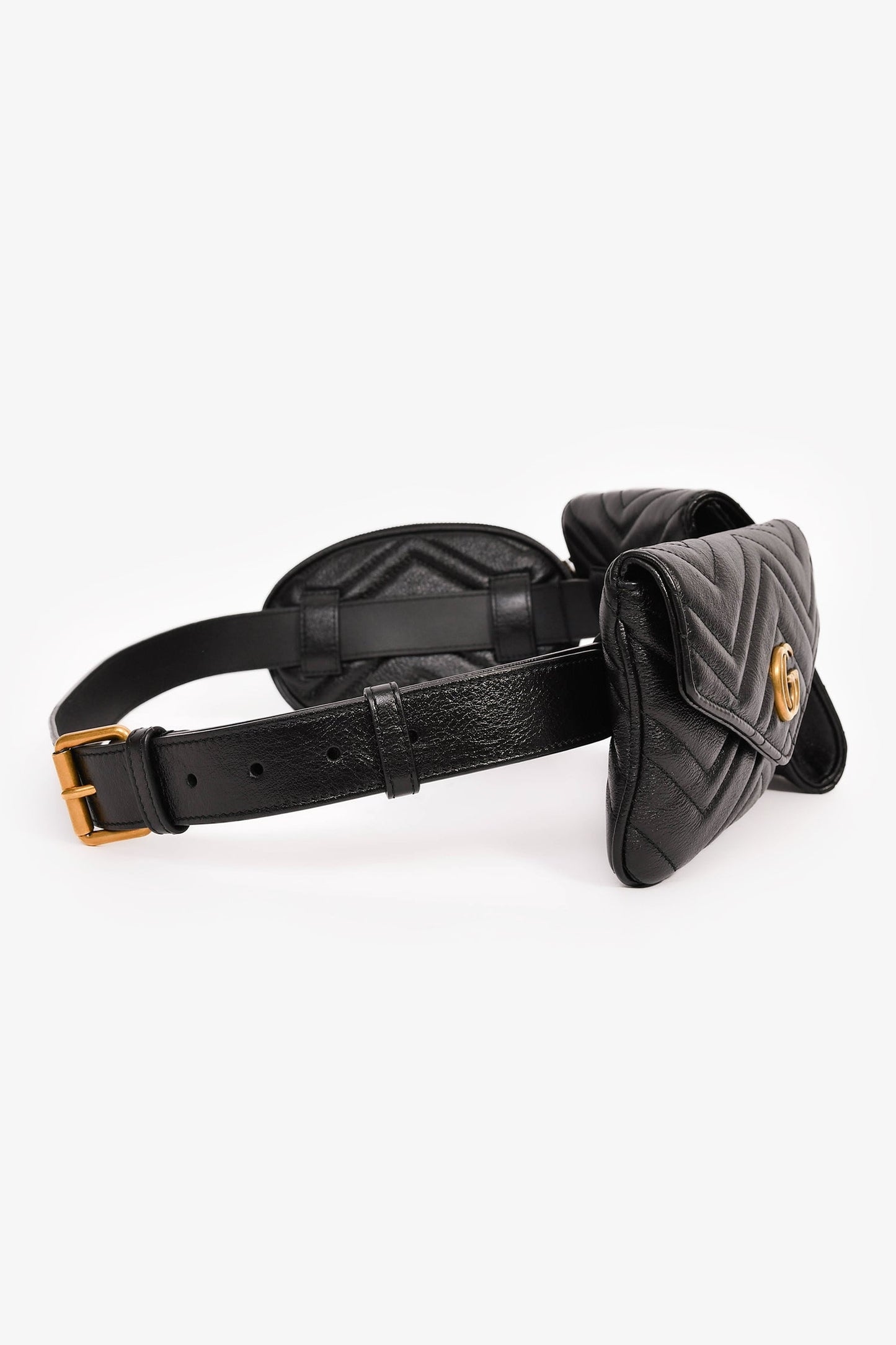 Gucci 2018 Black Marmont Matelasse Multi Pocket Belt Bag