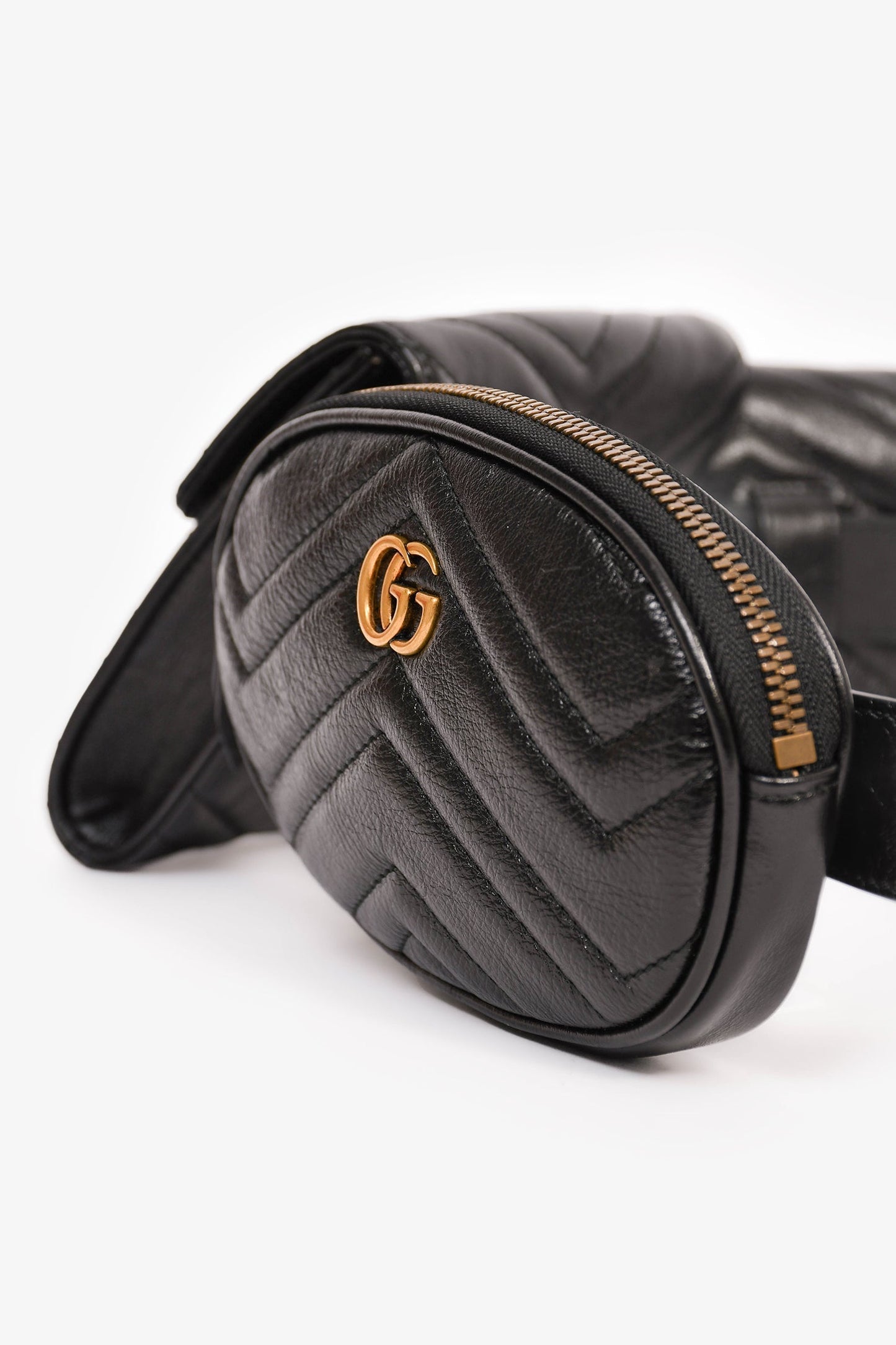 Gucci 2018 Black Marmont Matelasse Multi Pocket Belt Bag