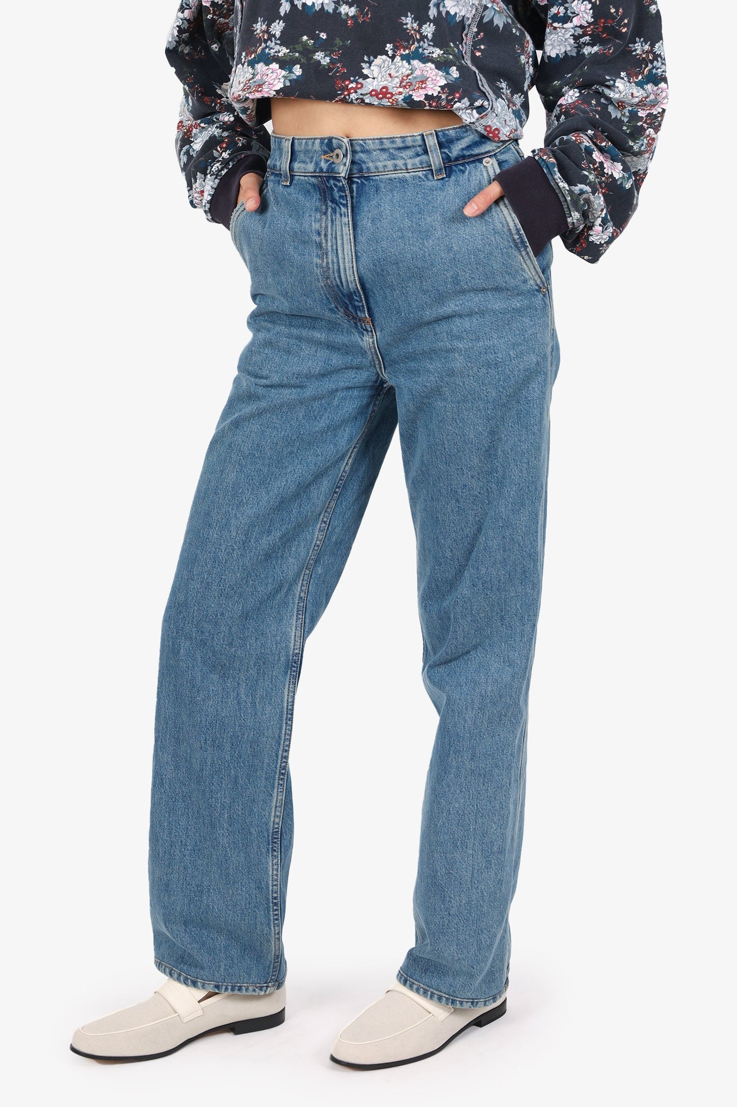Burberry Blue Denim Wide Leg Jeans Size 0