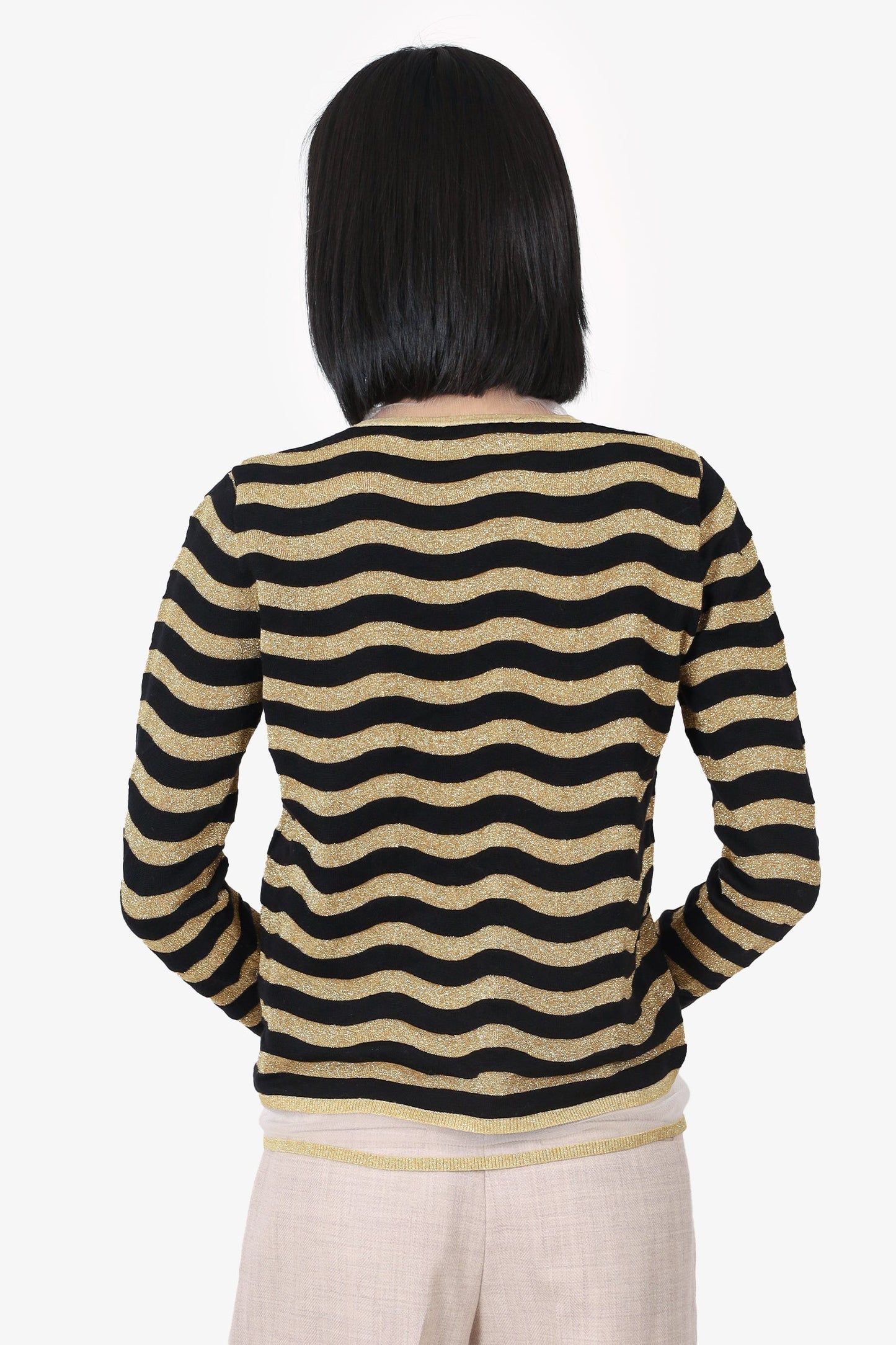 Fendi Black/Gold Metallic Embellished Monster Sweater Size 42
