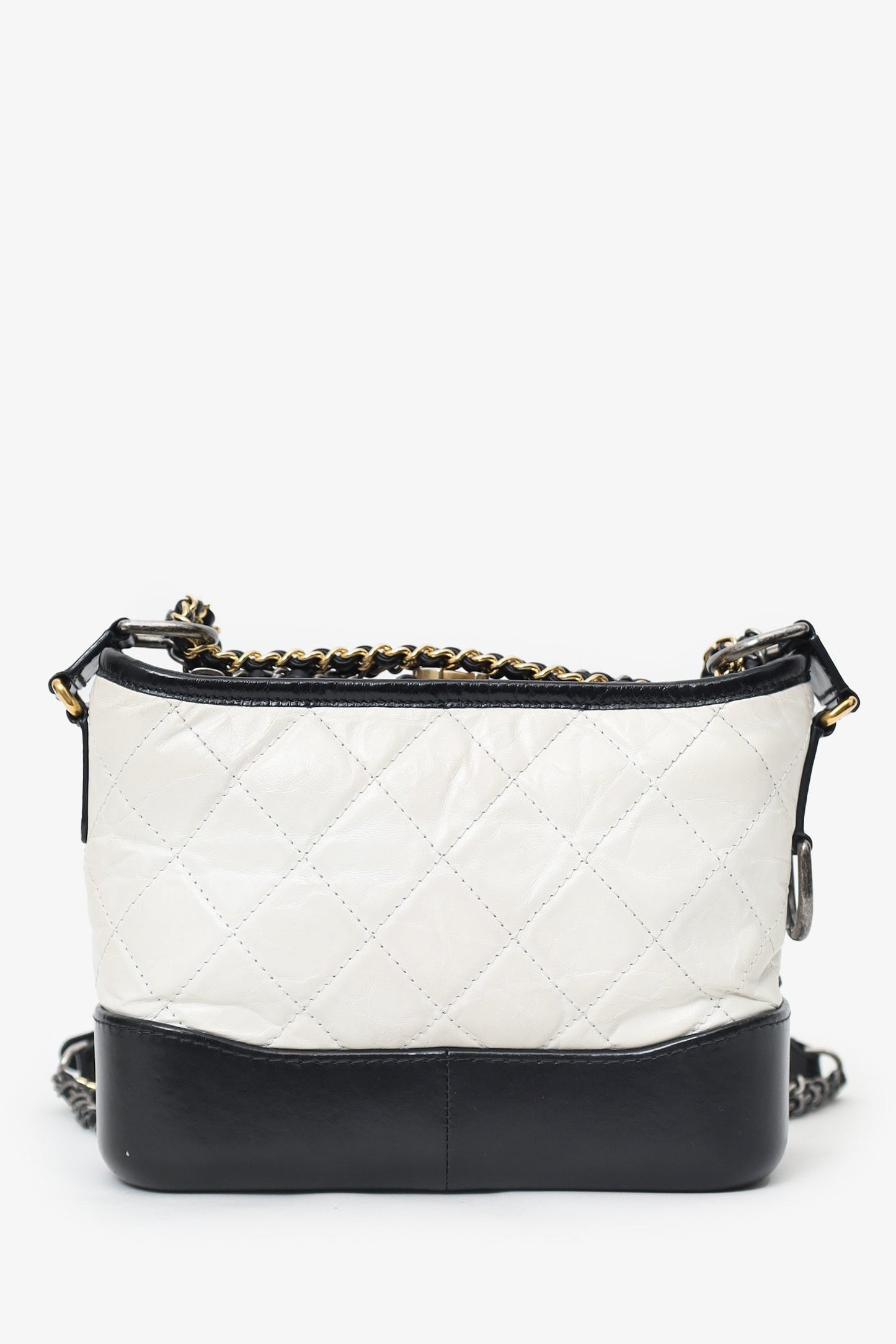 Chanel™ 2016-2017 Black/White Lambskin Leather Small Gabrielle Bag