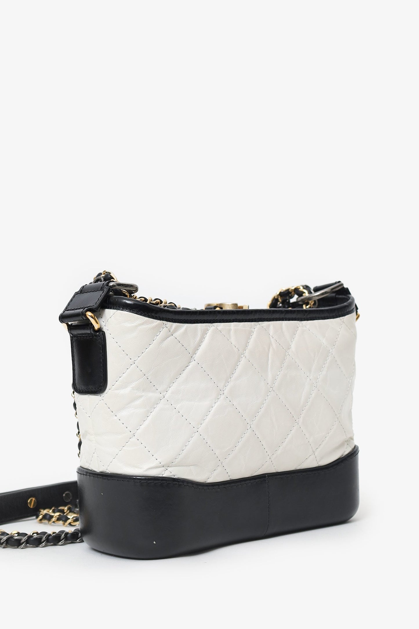 Chanel™ 2016-2017 Black/White Lambskin Leather Small Gabrielle Bag