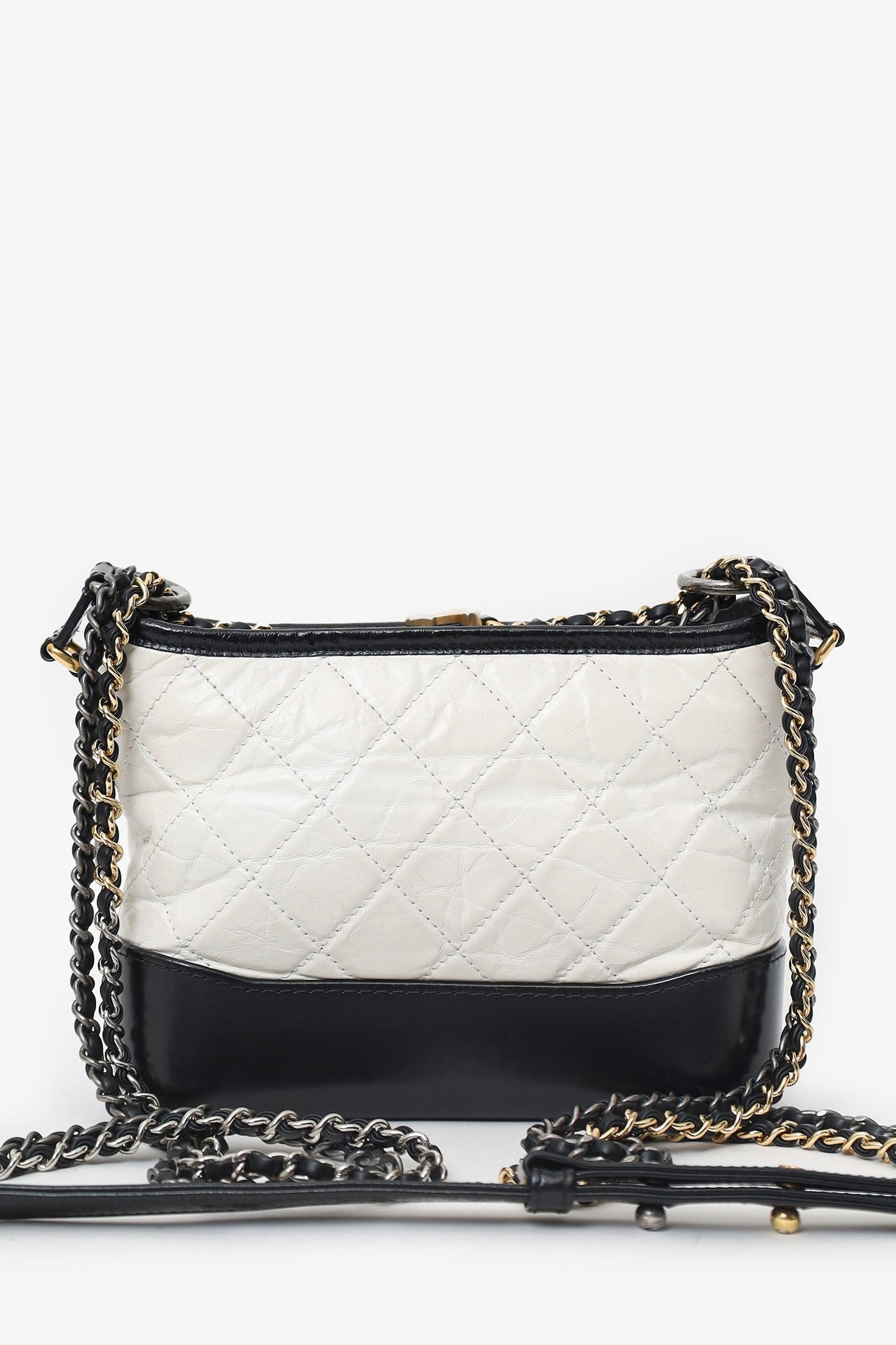 Chanel™ 2016-2017 Black/White Lambskin Leather Small Gabrielle Bag