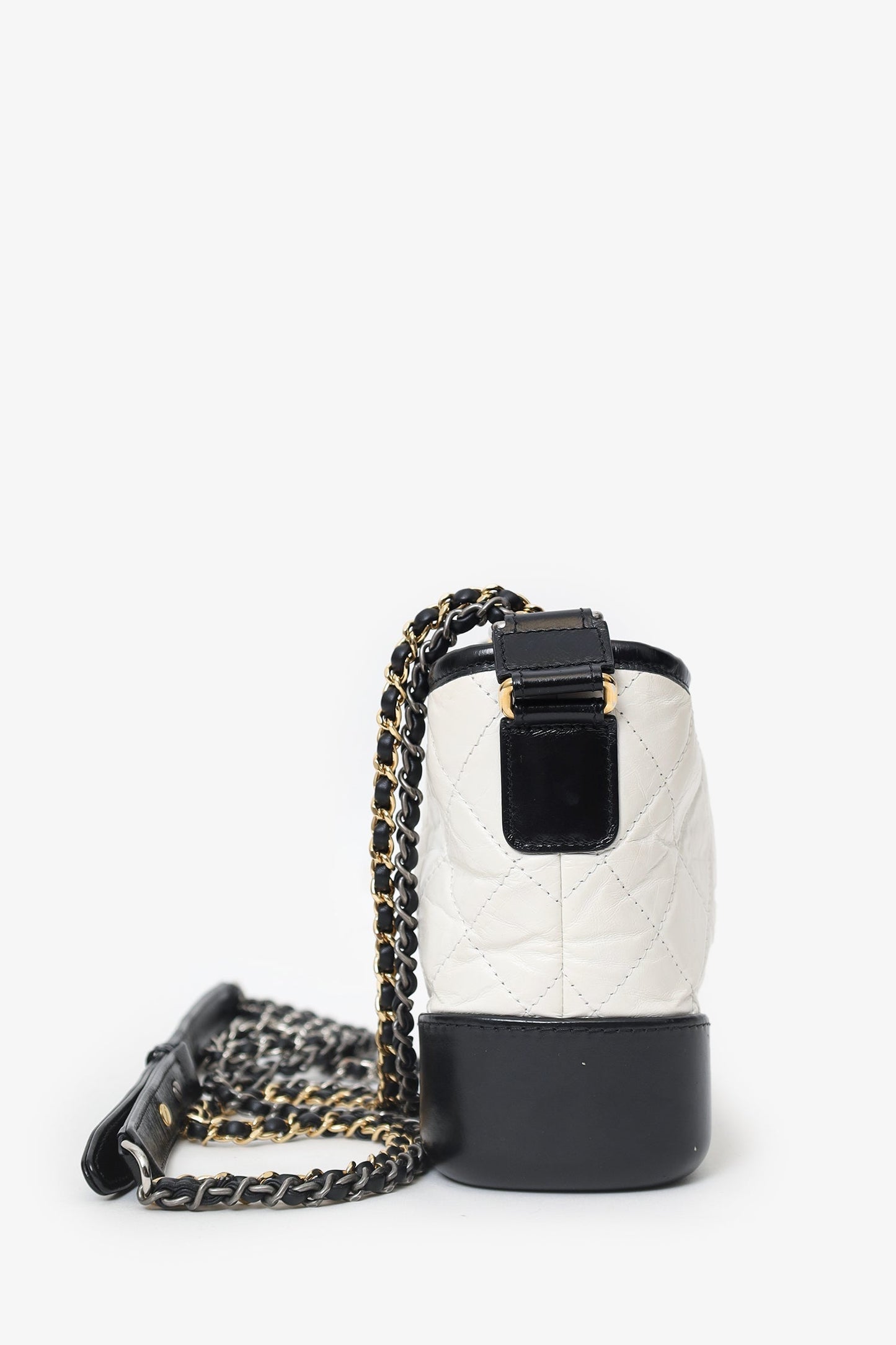 Chanel™ 2016-2017 Black/White Lambskin Leather Small Gabrielle Bag