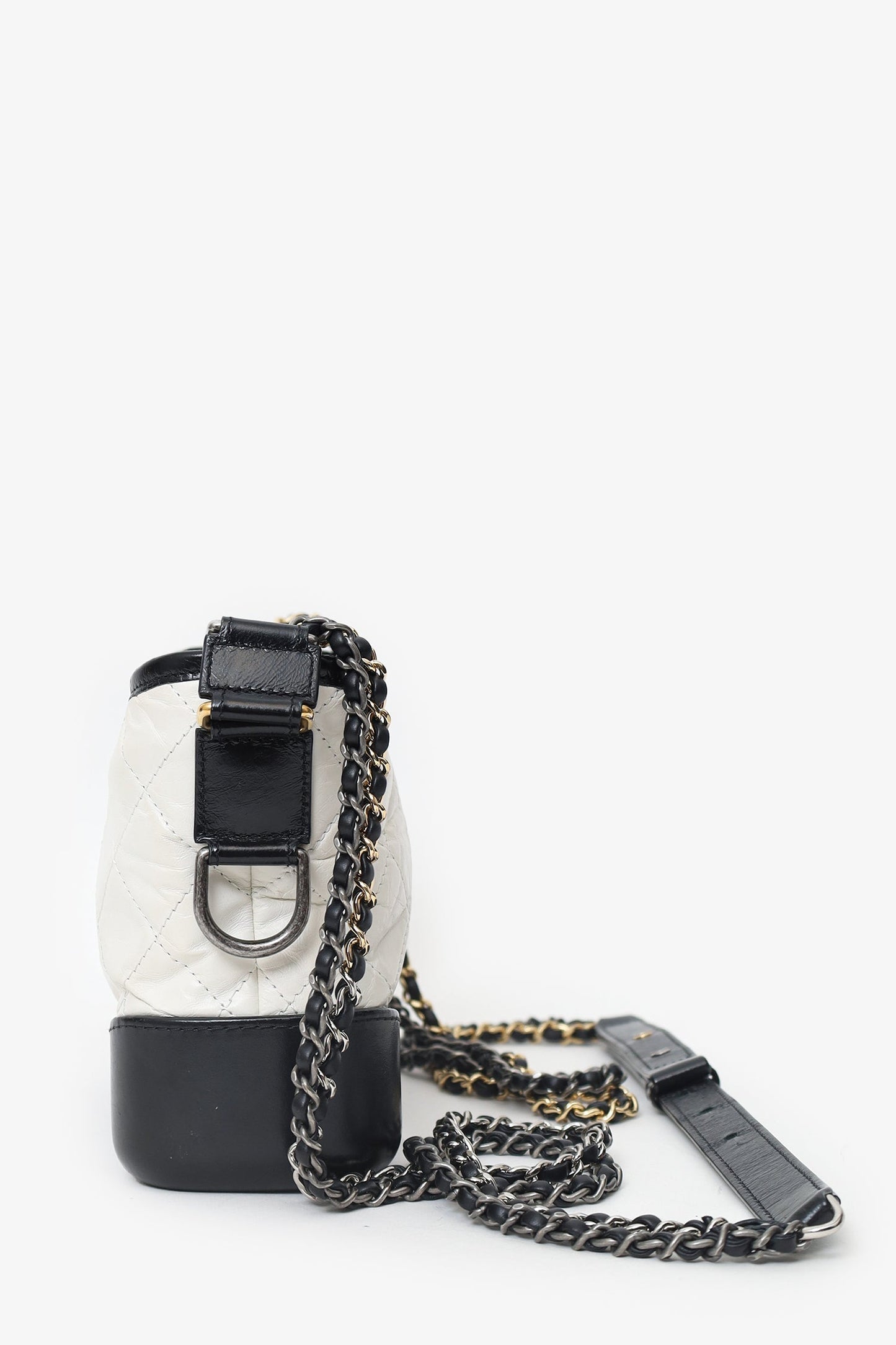 Chanel™ 2016-2017 Black/White Lambskin Leather Small Gabrielle Bag