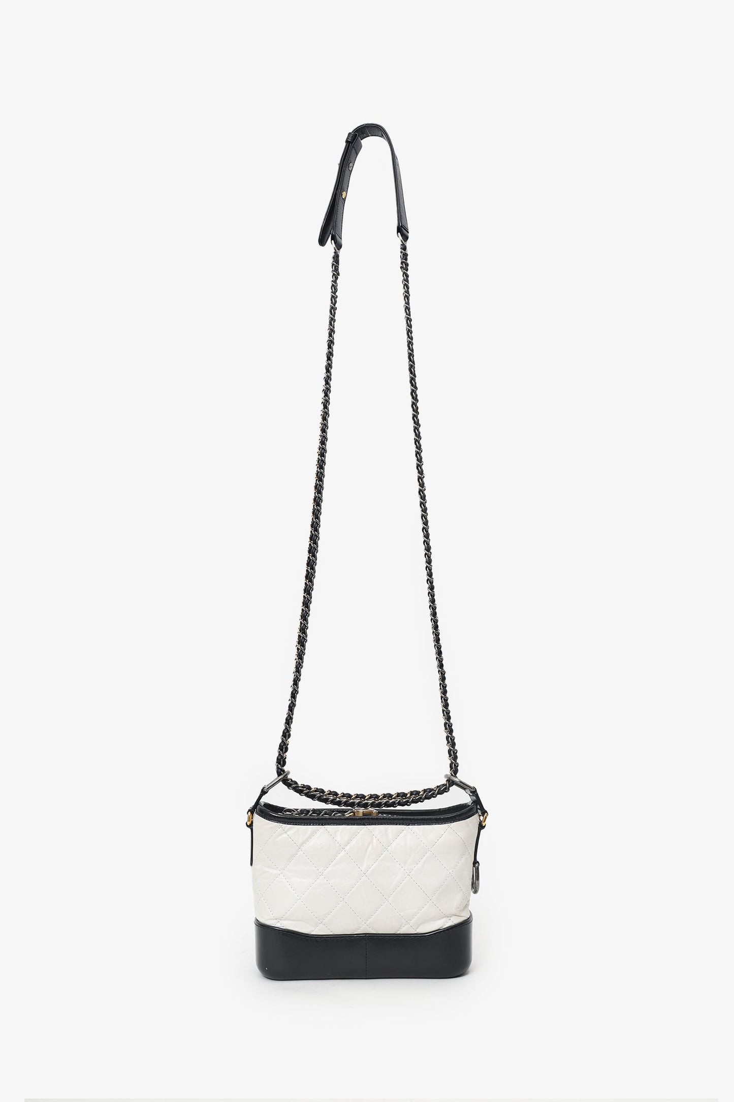Chanel™ 2016-2017 Black/White Lambskin Leather Small Gabrielle Bag
