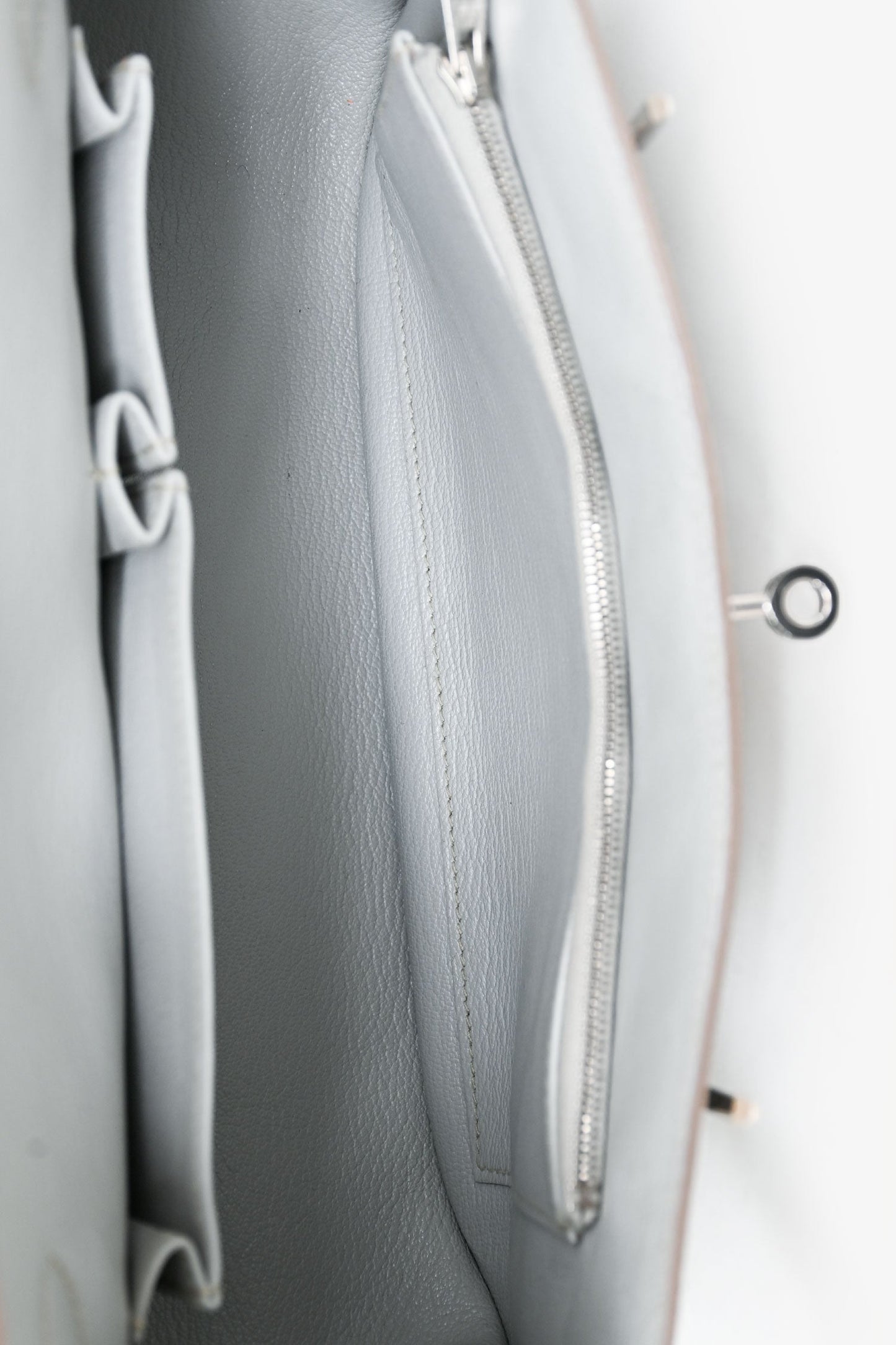 Hermes Light Grey Clemence Leather Jypsiere 28