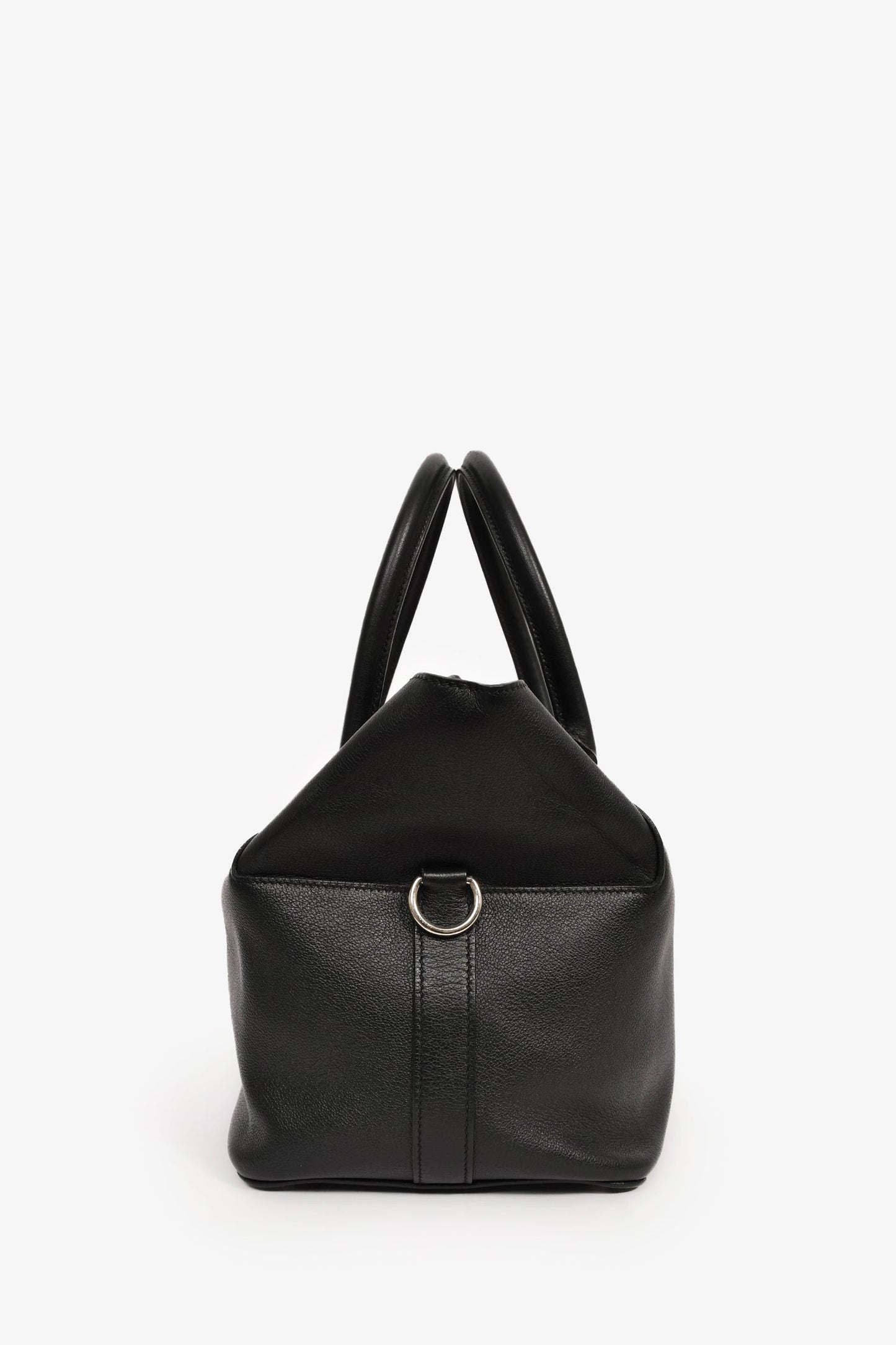 Hermès Black Leather Tool Box 26 Top Handle with Strap