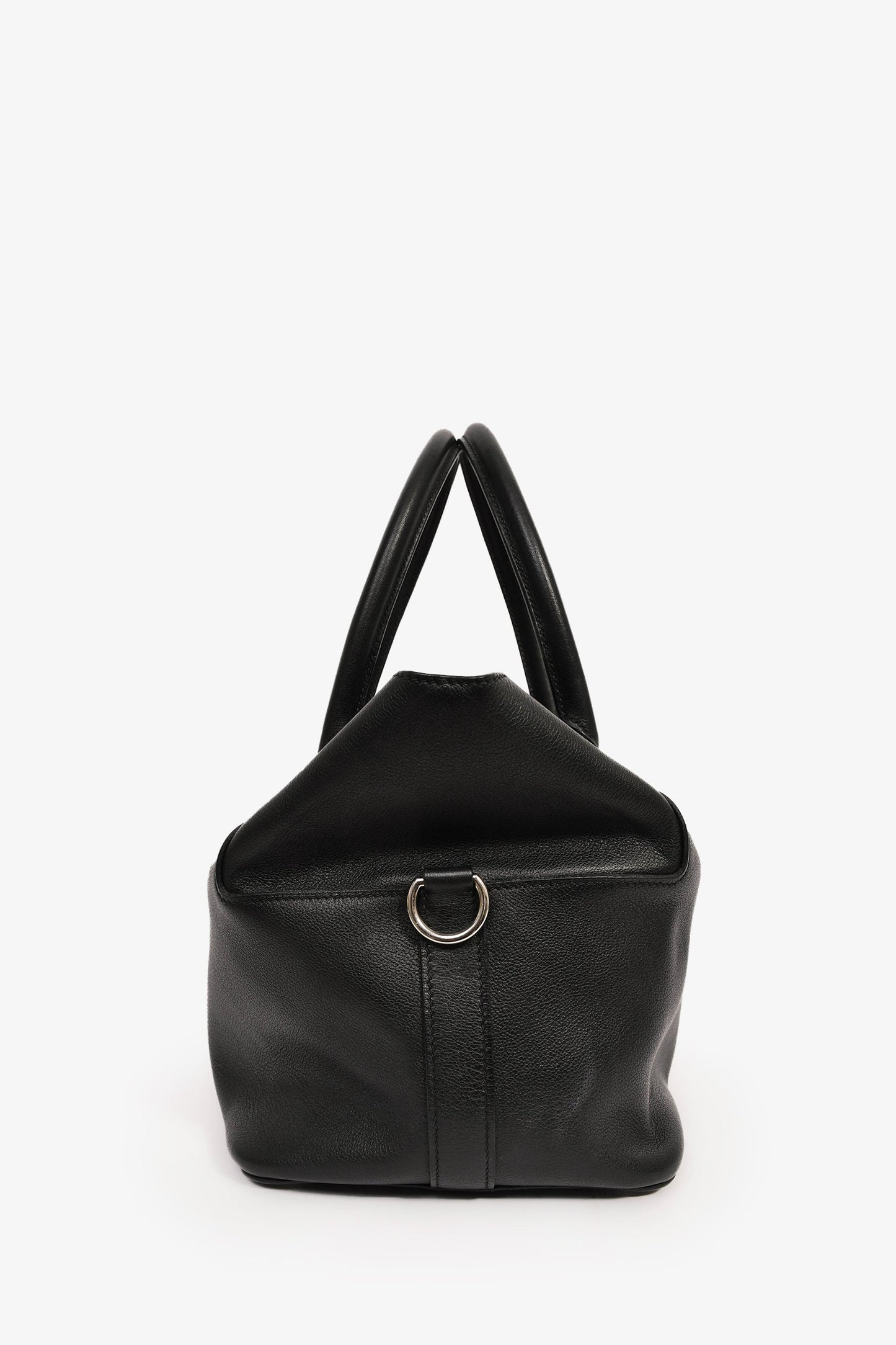 Hermès Black Leather Tool Box 26 Top Handle with Strap