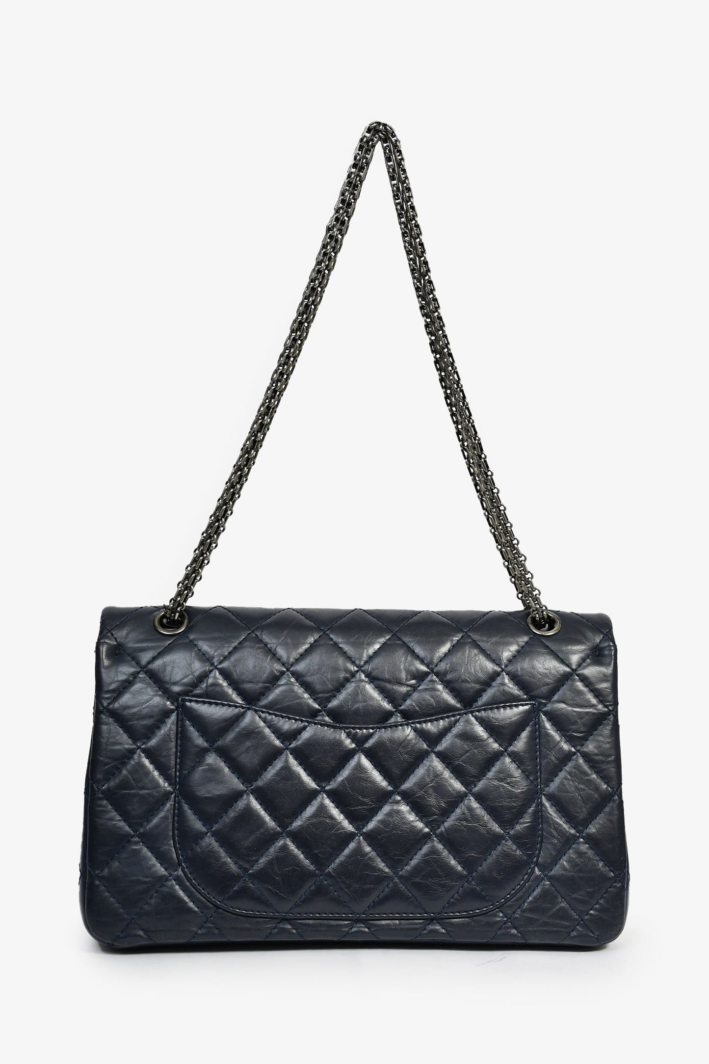 Chanel™ 2011-12 Navy Quilted Lambskin 227 Maxi Reissue Flap Shoulder Bag