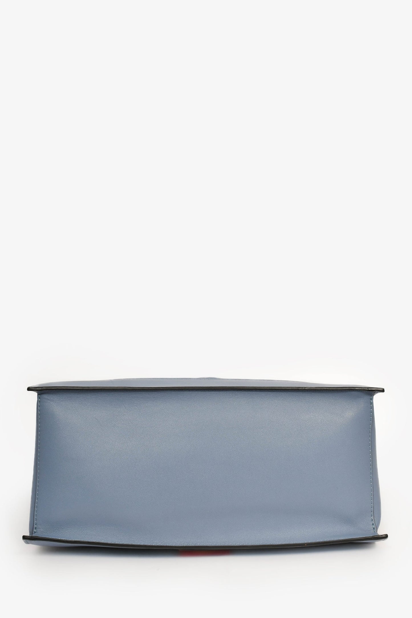 Valentino Blue Smooth Leather 'V' Logo Tote