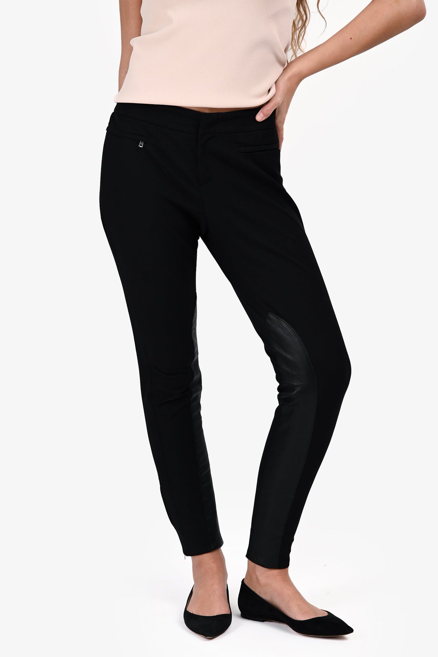 Gucci Black Cotton/Leather Fitted Zippered Cuff Pants Size 44