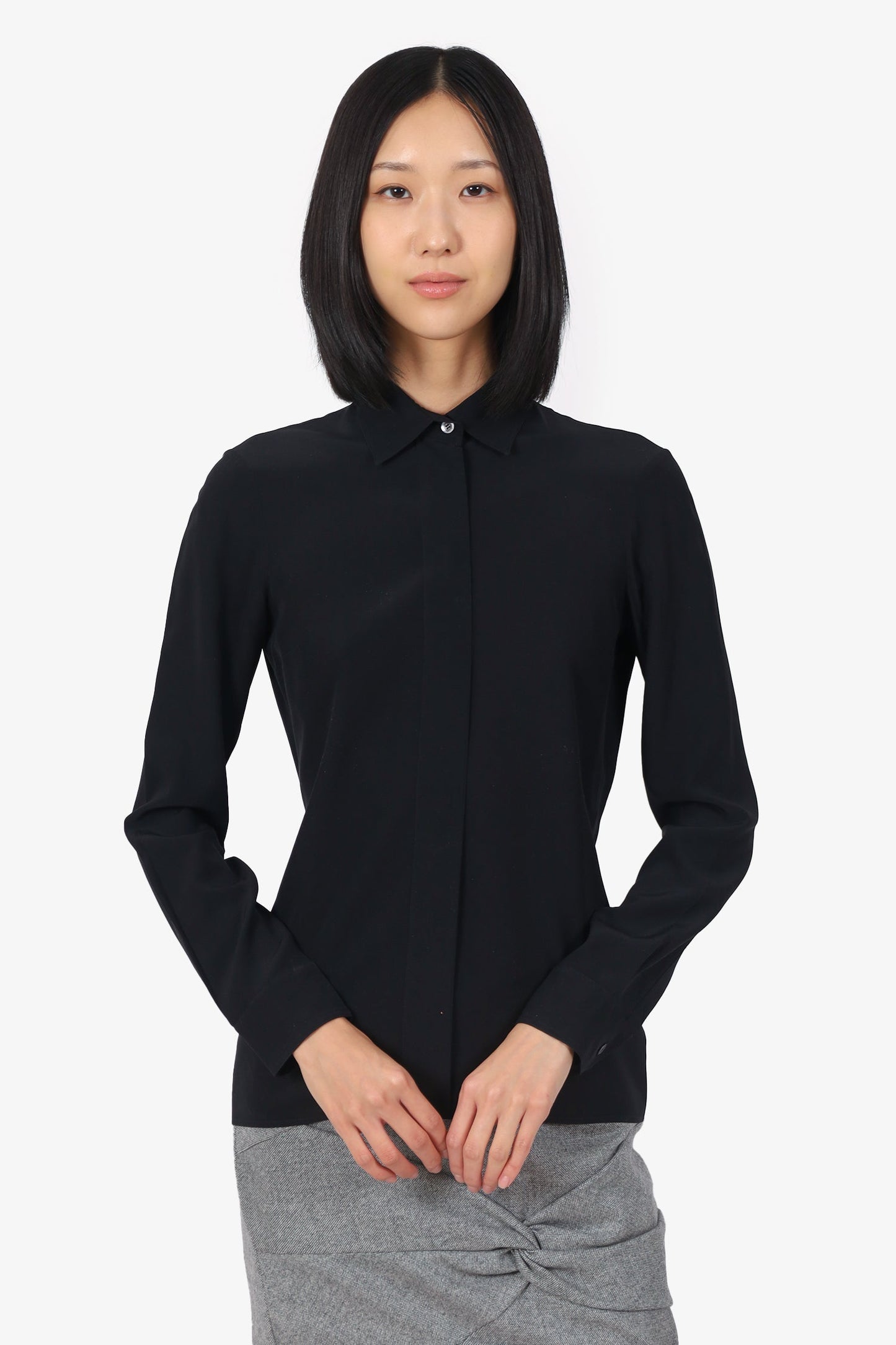 Gucci Black Silk Button Down Blo Size 38
