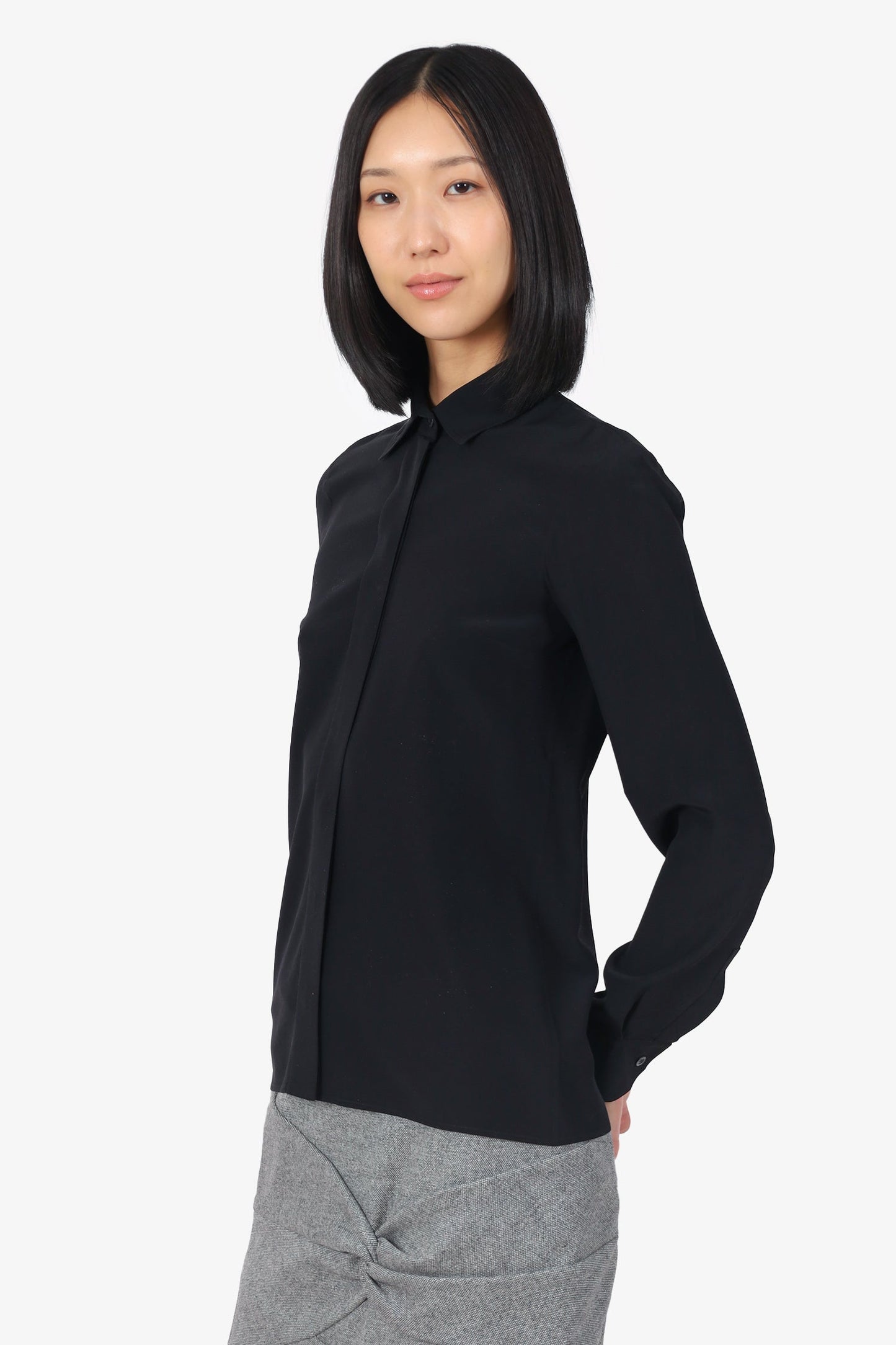 Gucci Black Silk Button Down Blo Size 38