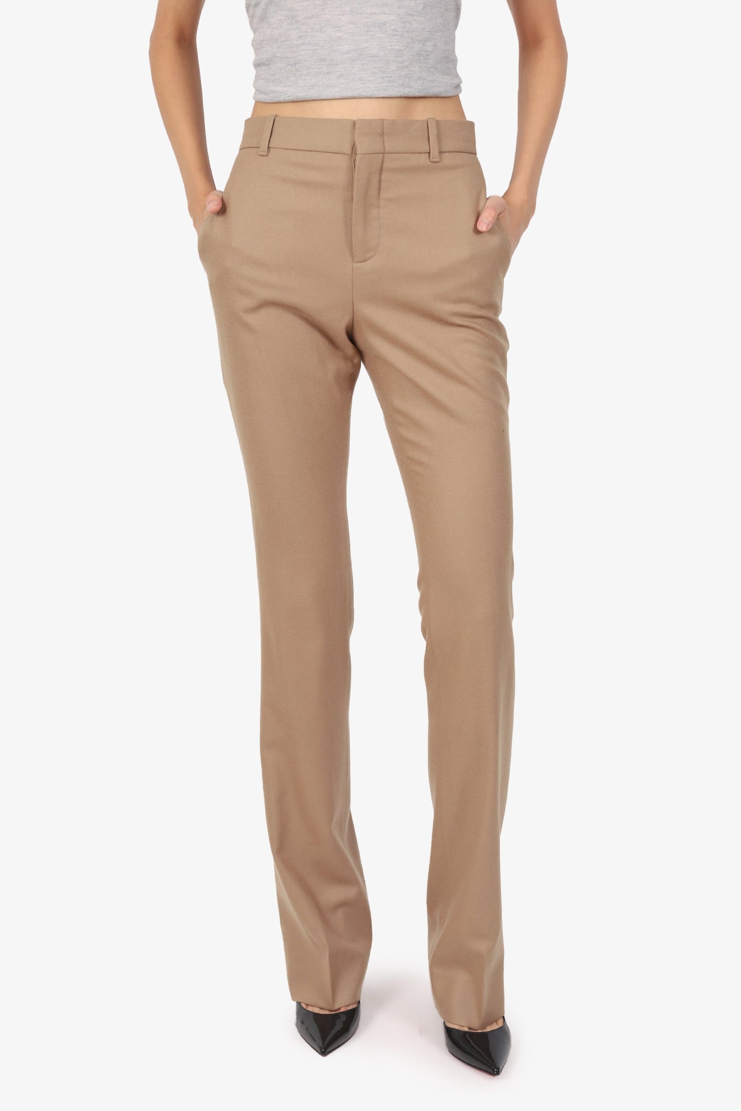 Gucci Beige Wool/Cashmere Straight Leg Trors Size 40