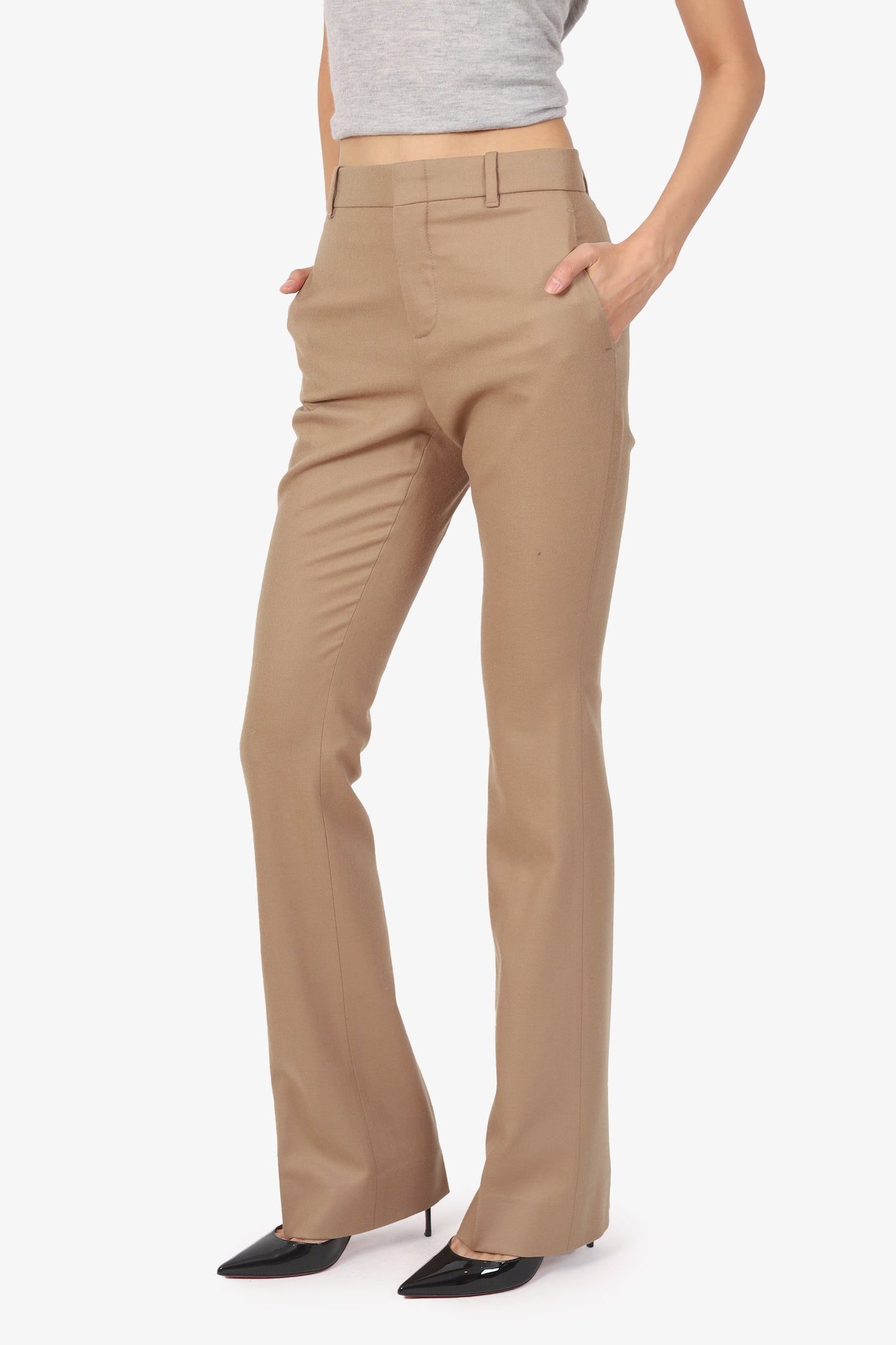 Gucci Beige Wool/Cashmere Straight Leg Trors Size 40