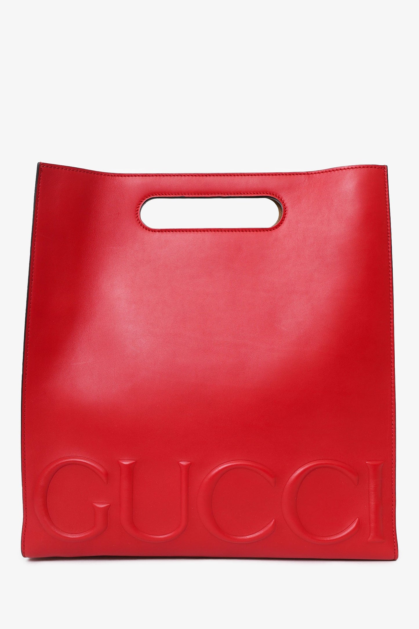 Gucci Red Leather XL Tote Bag with Strap