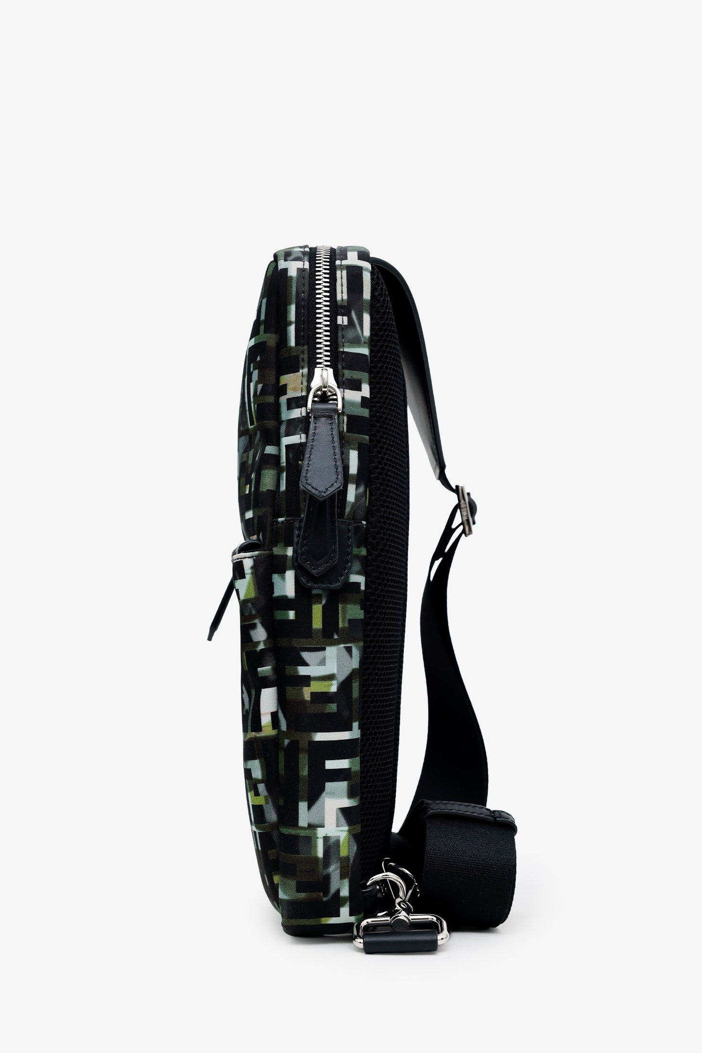 Fendi Green Nylon CamouFF Sling Crossbody Messenger Bag