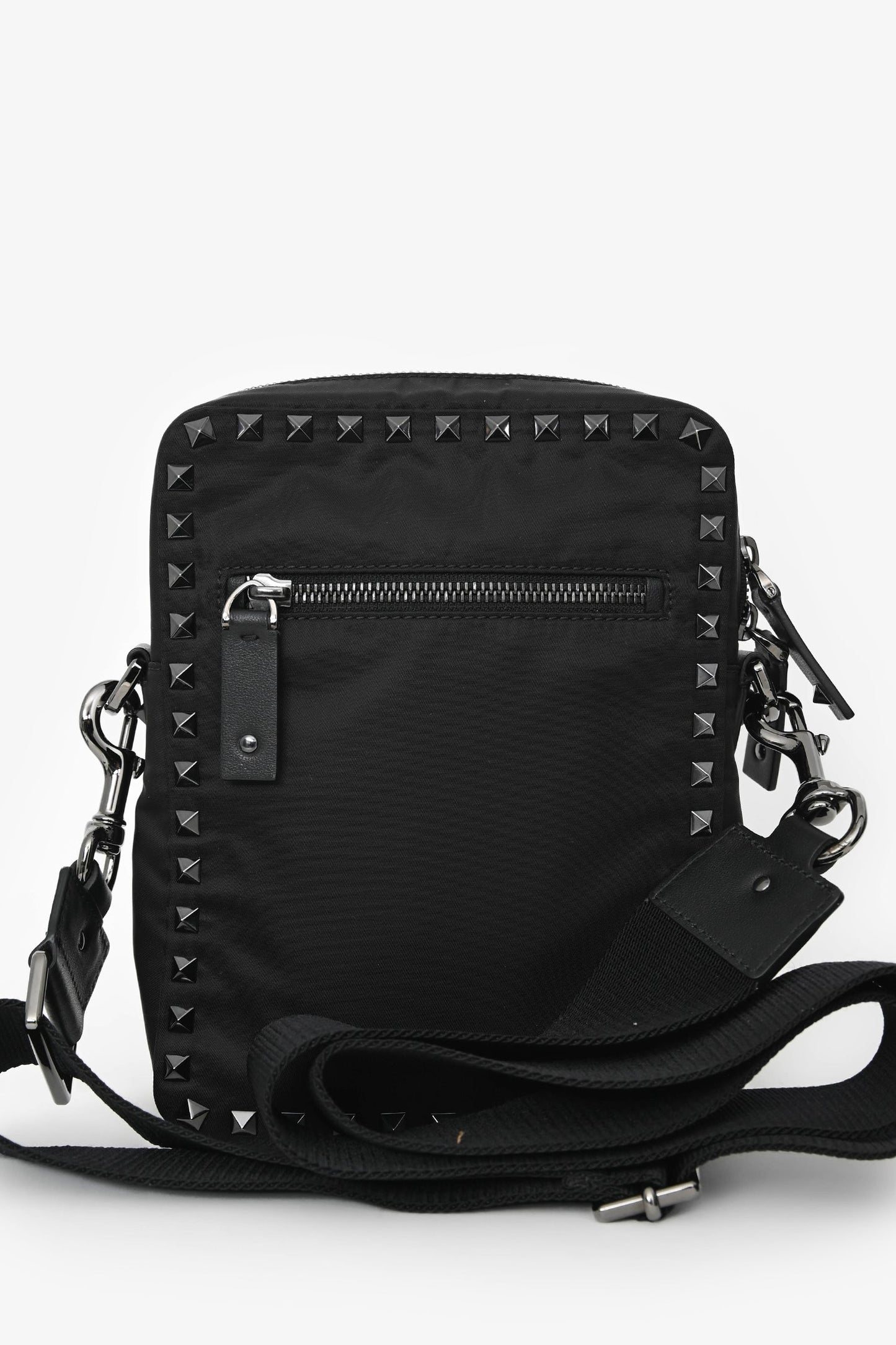 Valentino Black Nylon Rockstud Messenger Bag