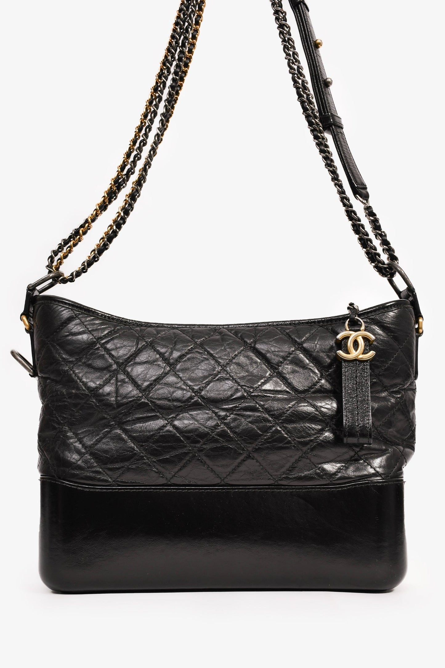 Chanel™ 2017/18 Black Aged Calfskin Medium Gabrielle Hobo