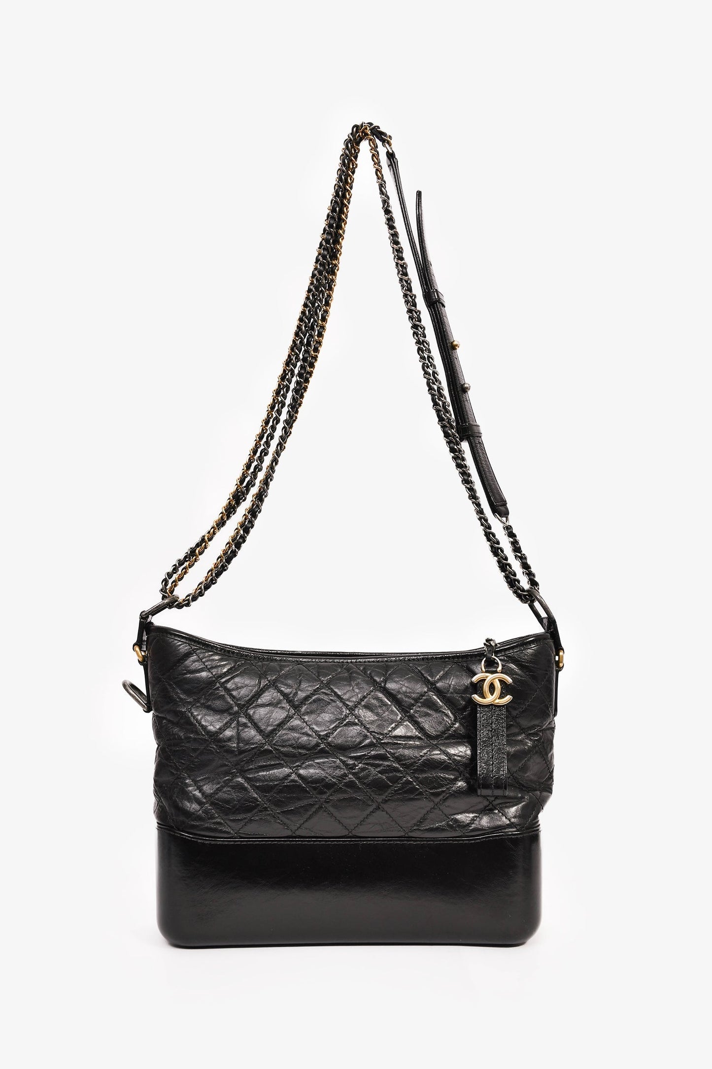 Chanel™ 2017/18 Black Aged Calfskin Medium Gabrielle Hobo
