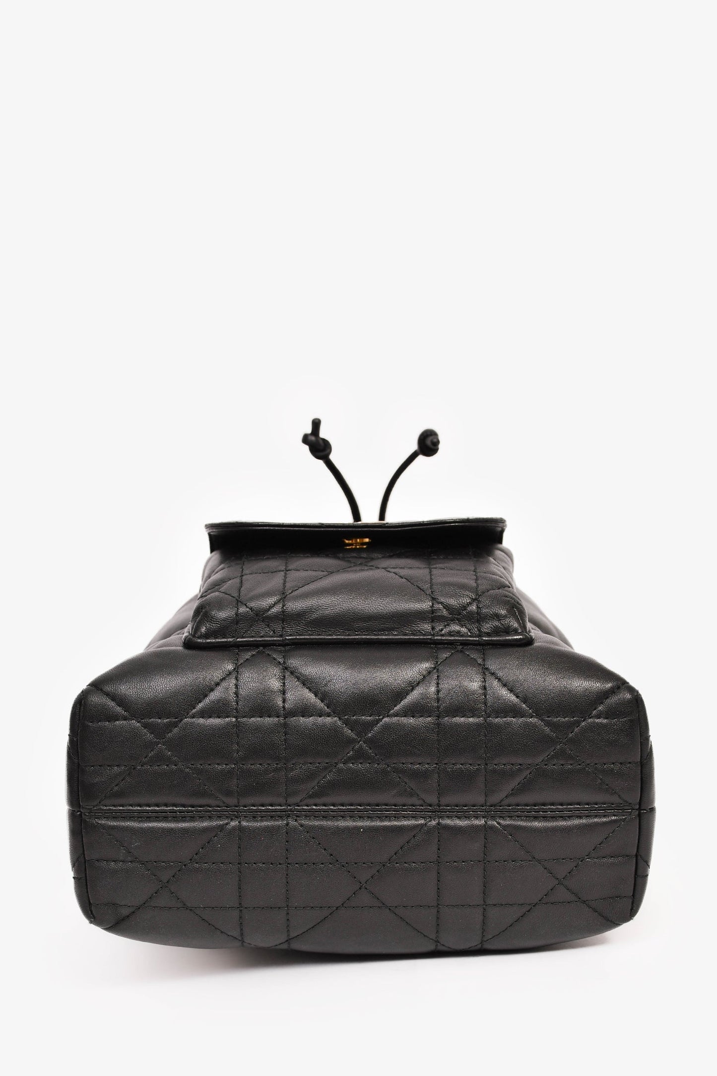 Christian Dior Black Cannage Leather 'Caro' Small Bucket Bag