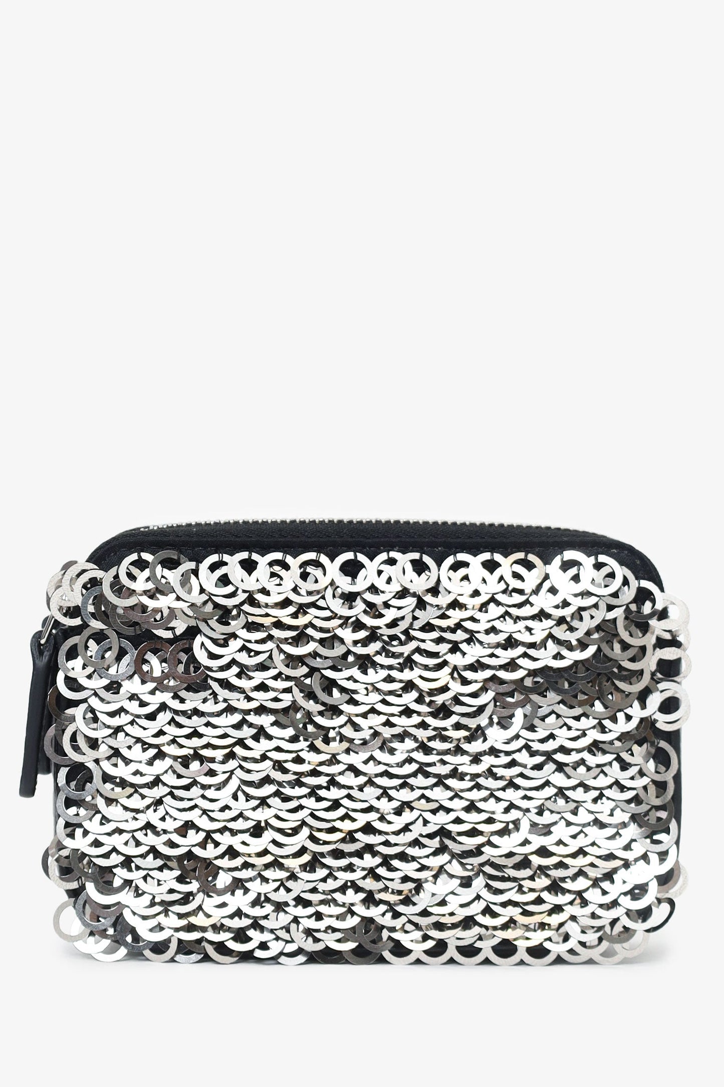 Chanel™ Black Sequin Double Zip Clutch