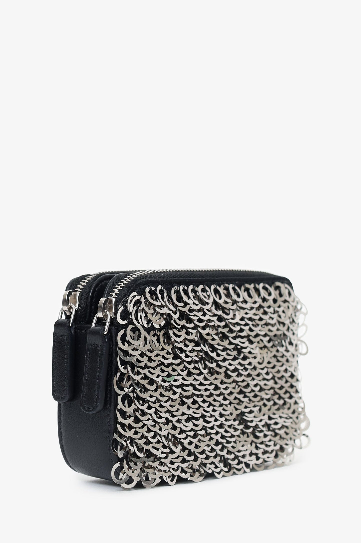 Chanel™ Black Sequin Double Zip Clutch