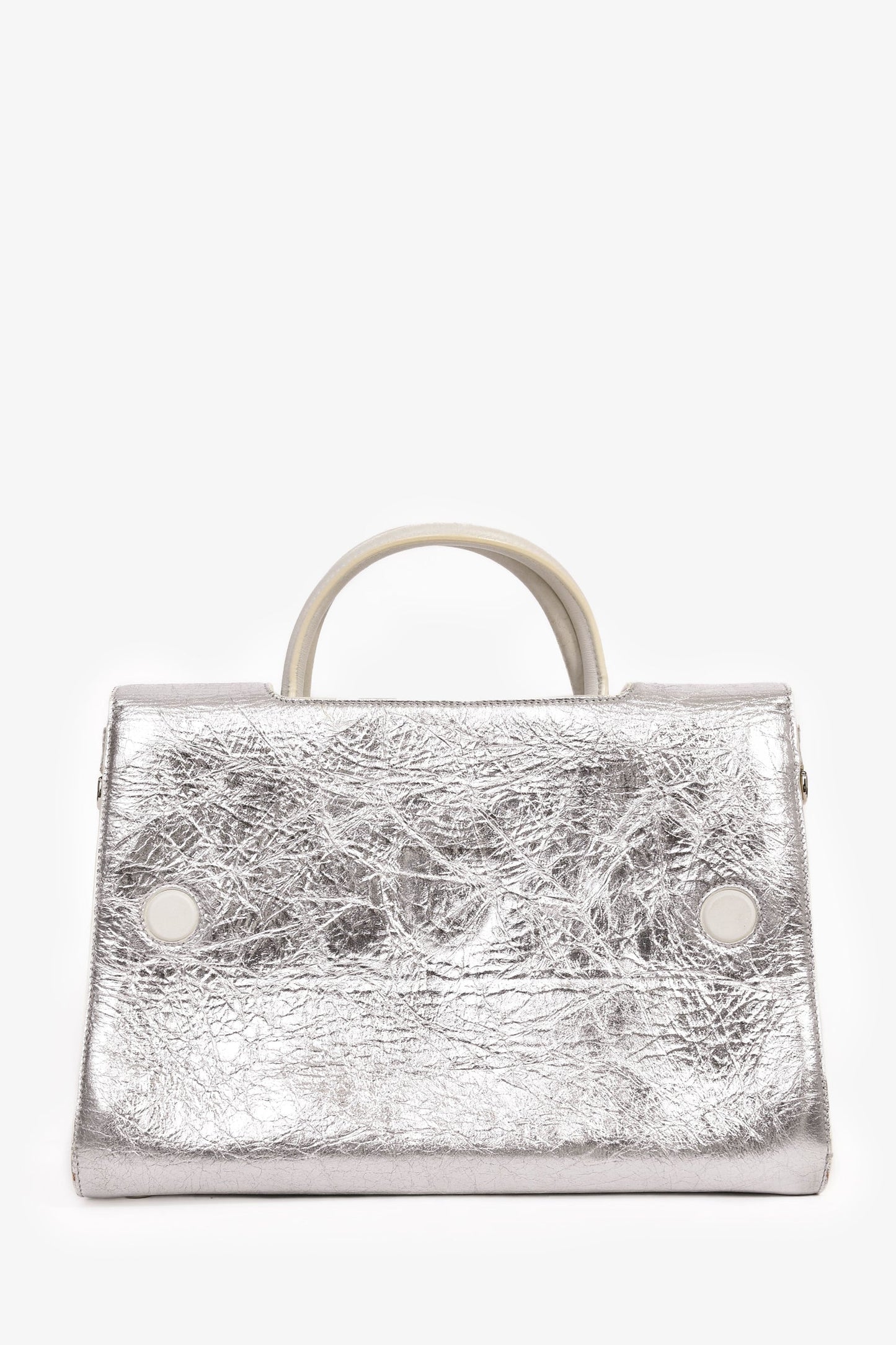 Christian Dior Silver Crinkle Leather 'Diorever' Medium Top Handle with Strap