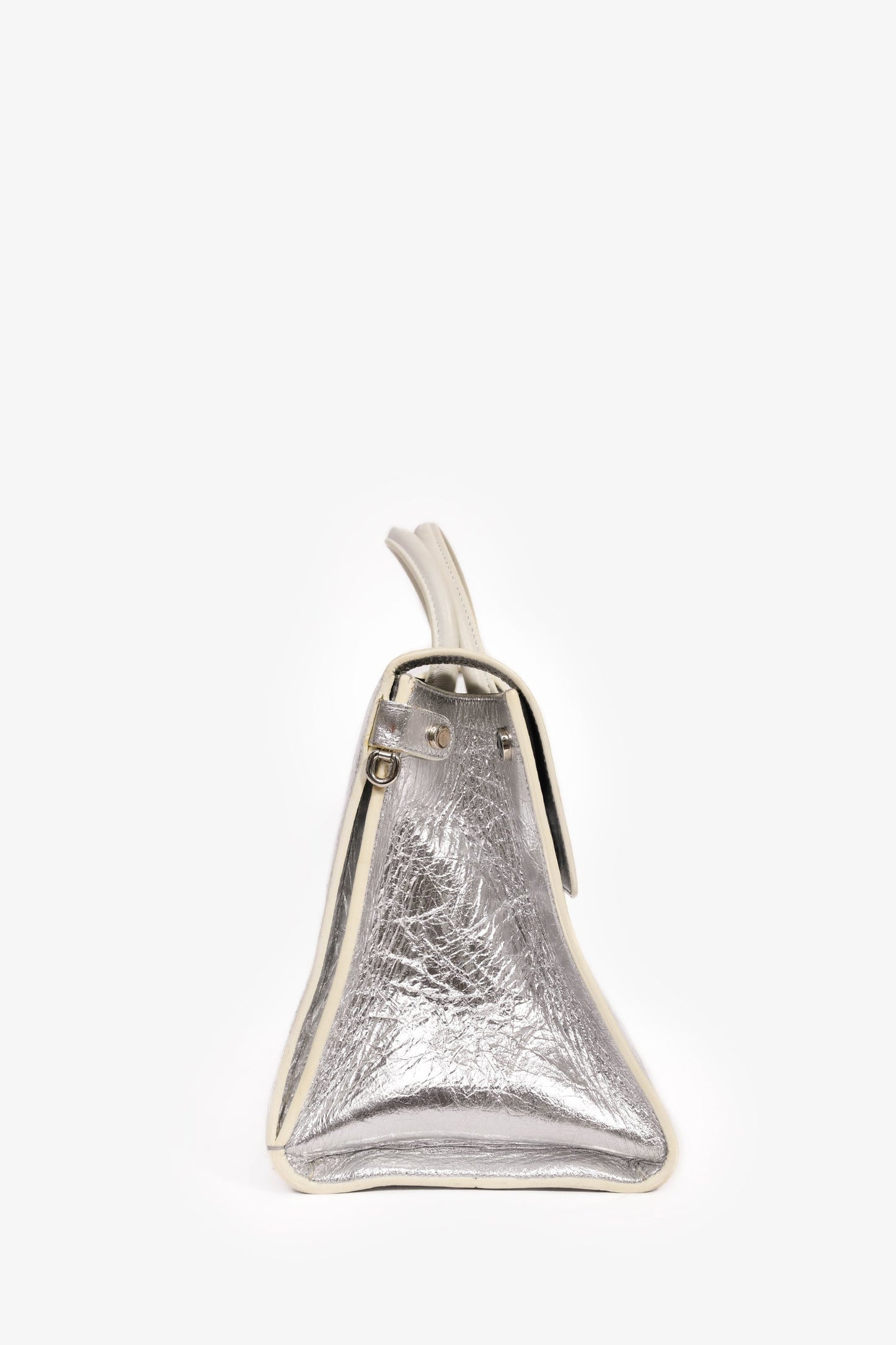 Christian Dior Silver Crinkle Leather 'Diorever' Medium Top Handle with Strap