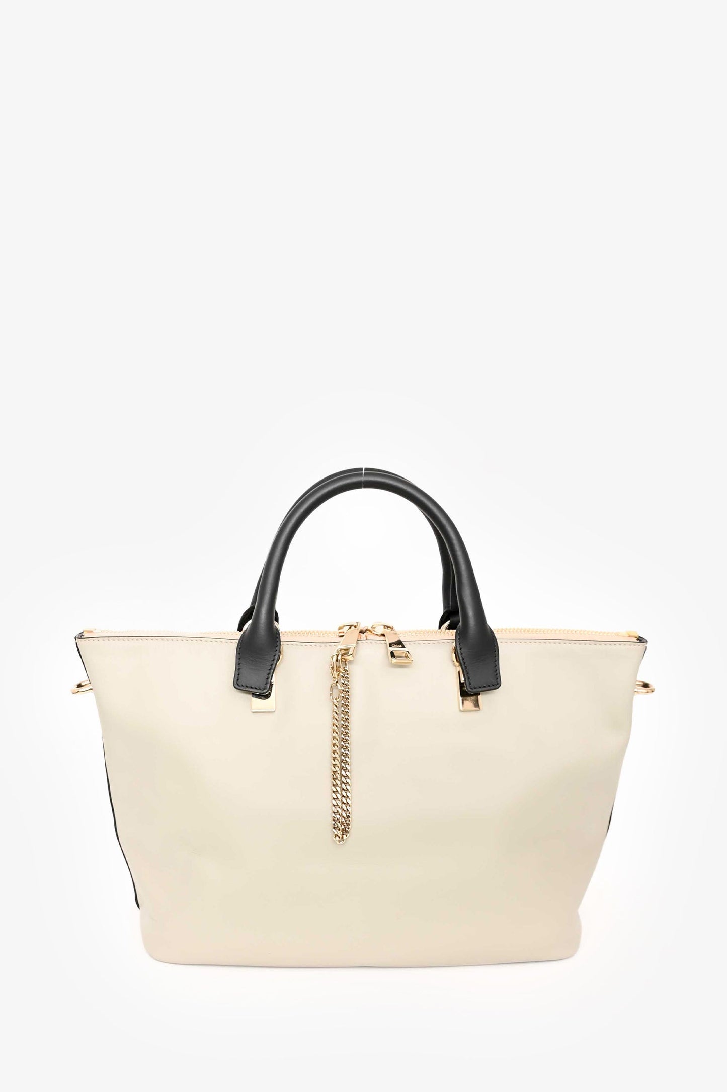 Chloe 2014 Black/Light Grey Leather Baylee Tote with Strap