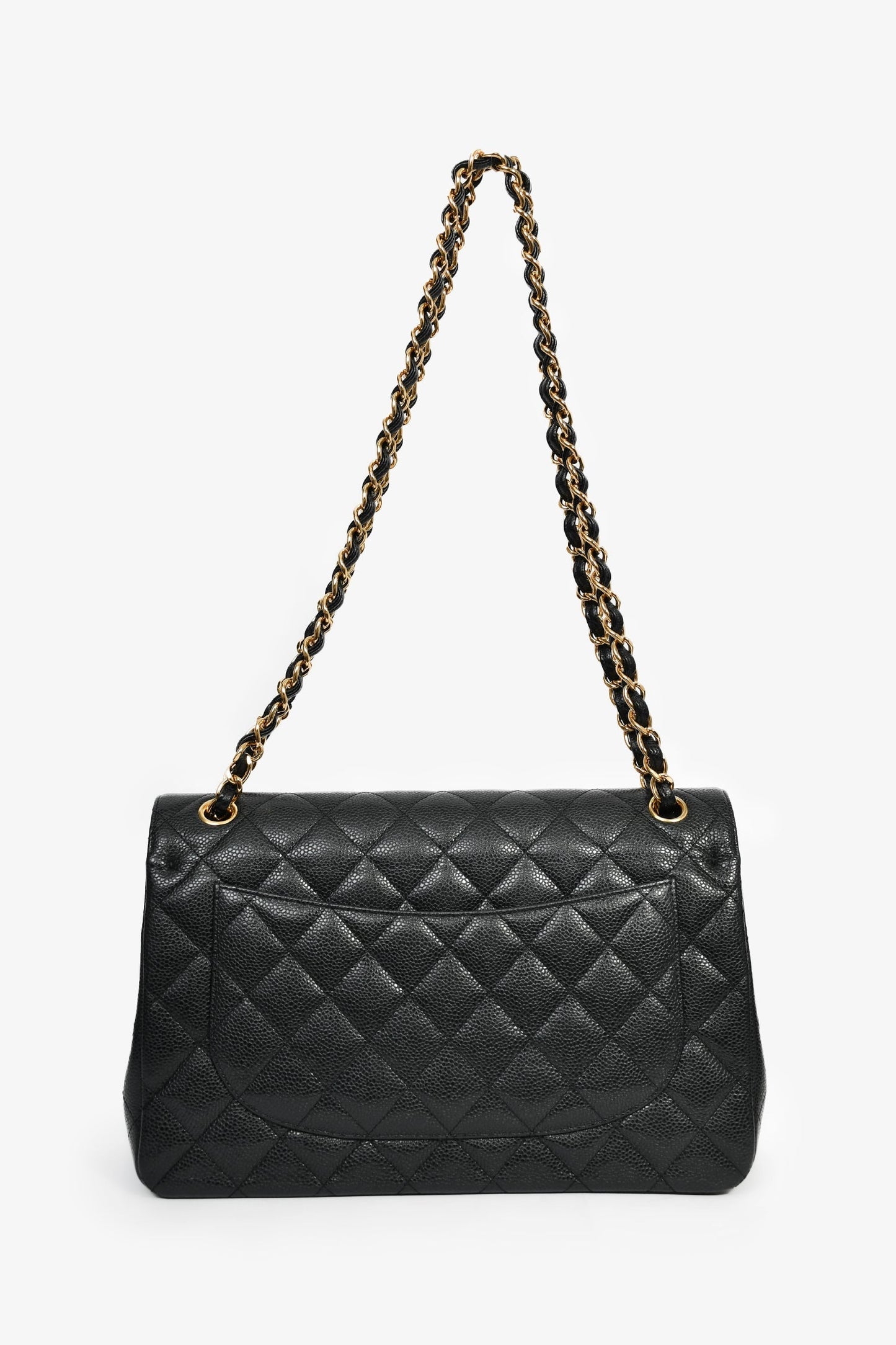Chanel™ 2021 Black Caviar Leather Jumbo Double Flap Bag GHW