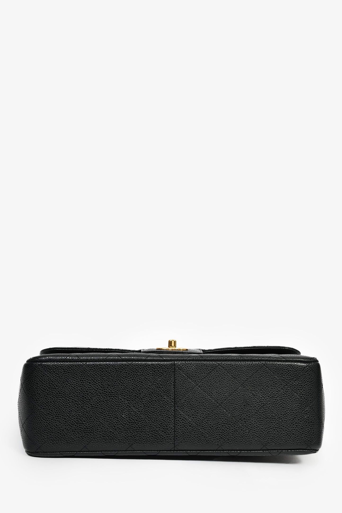 Chanel™ 2021 Black Caviar Leather Jumbo Double Flap Bag GHW