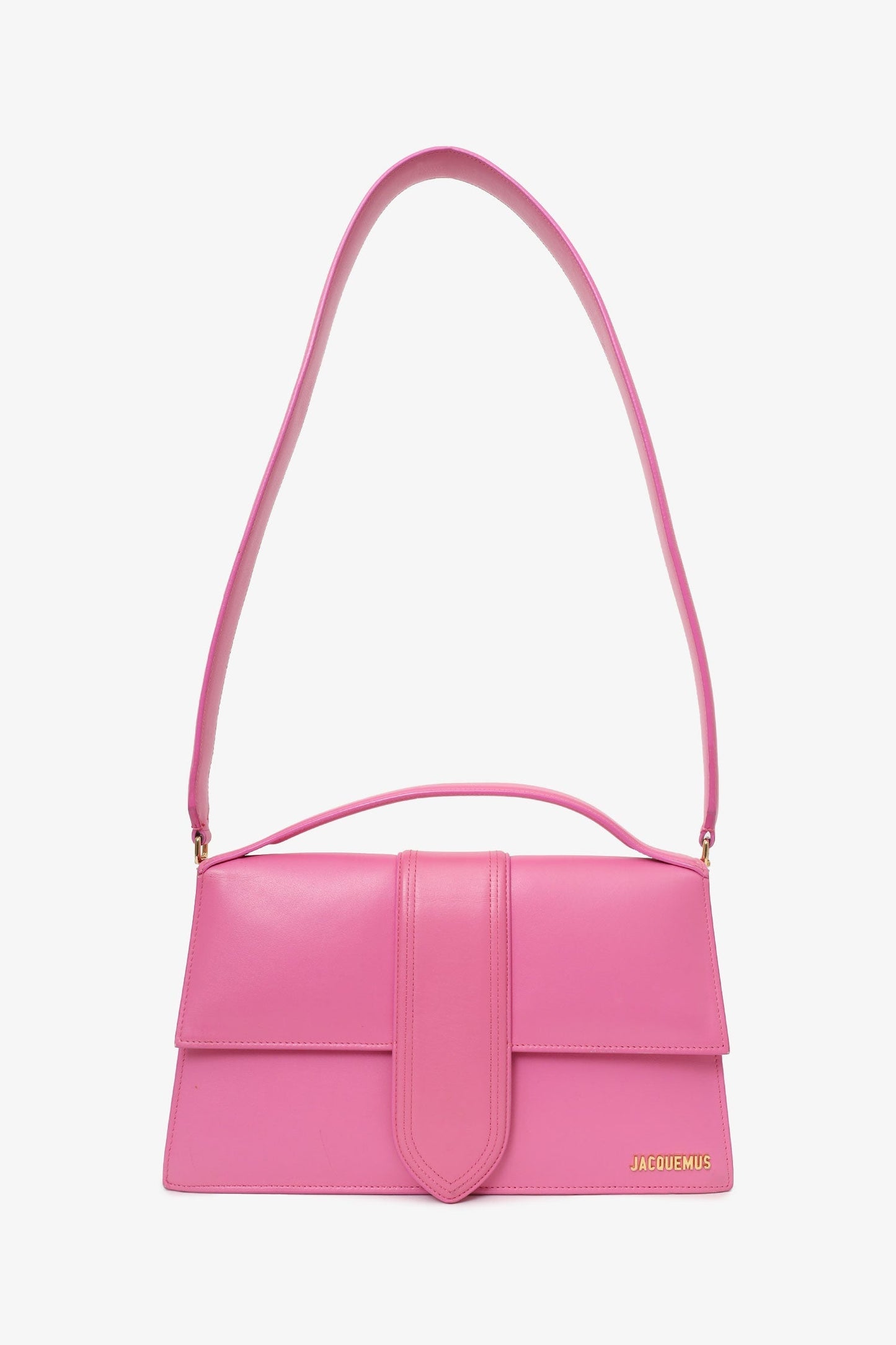 Jacquemus Pink Leather Le Bambino Grande Top Handle With Strap