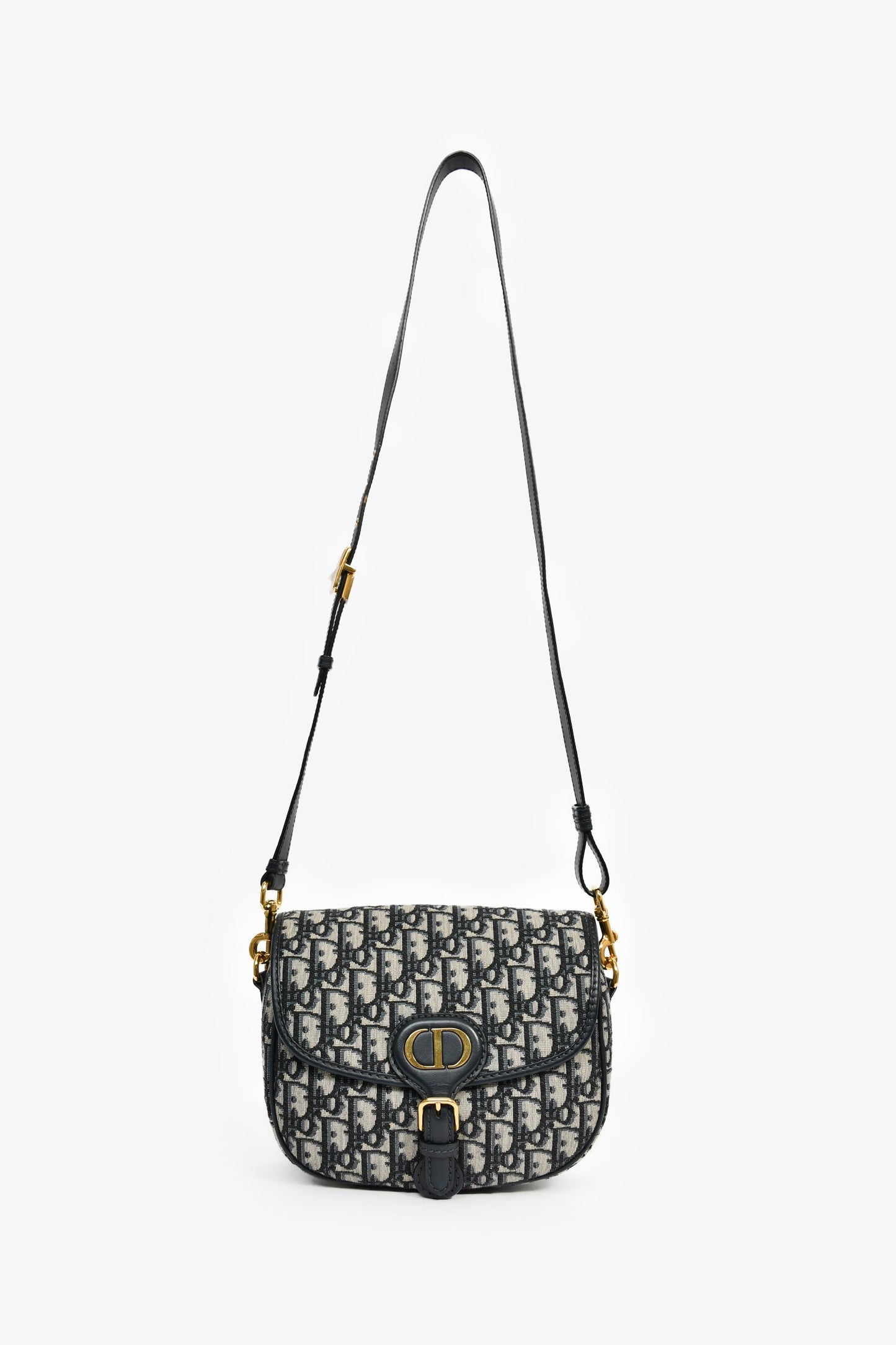 Christian Dior Navy Blue Oblique Jacquard Medium 'Bobby' Crossbody Bag