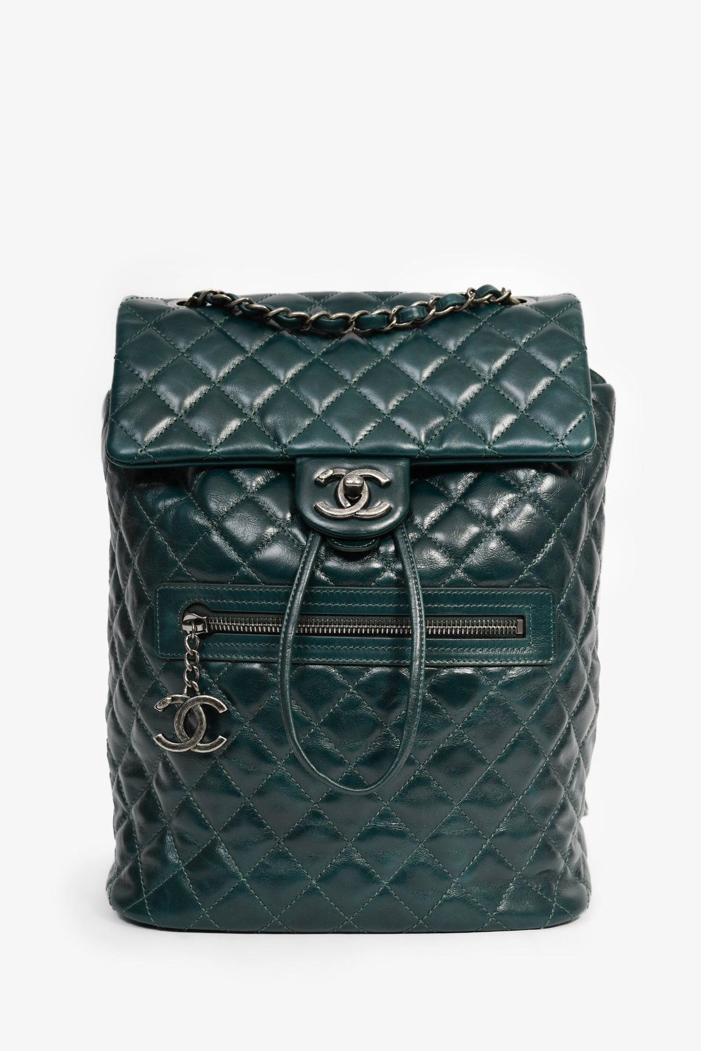 Chanel™ 2015-16 Green Glazed Calfskin Quilted Small Salzburg Mountain Backpack