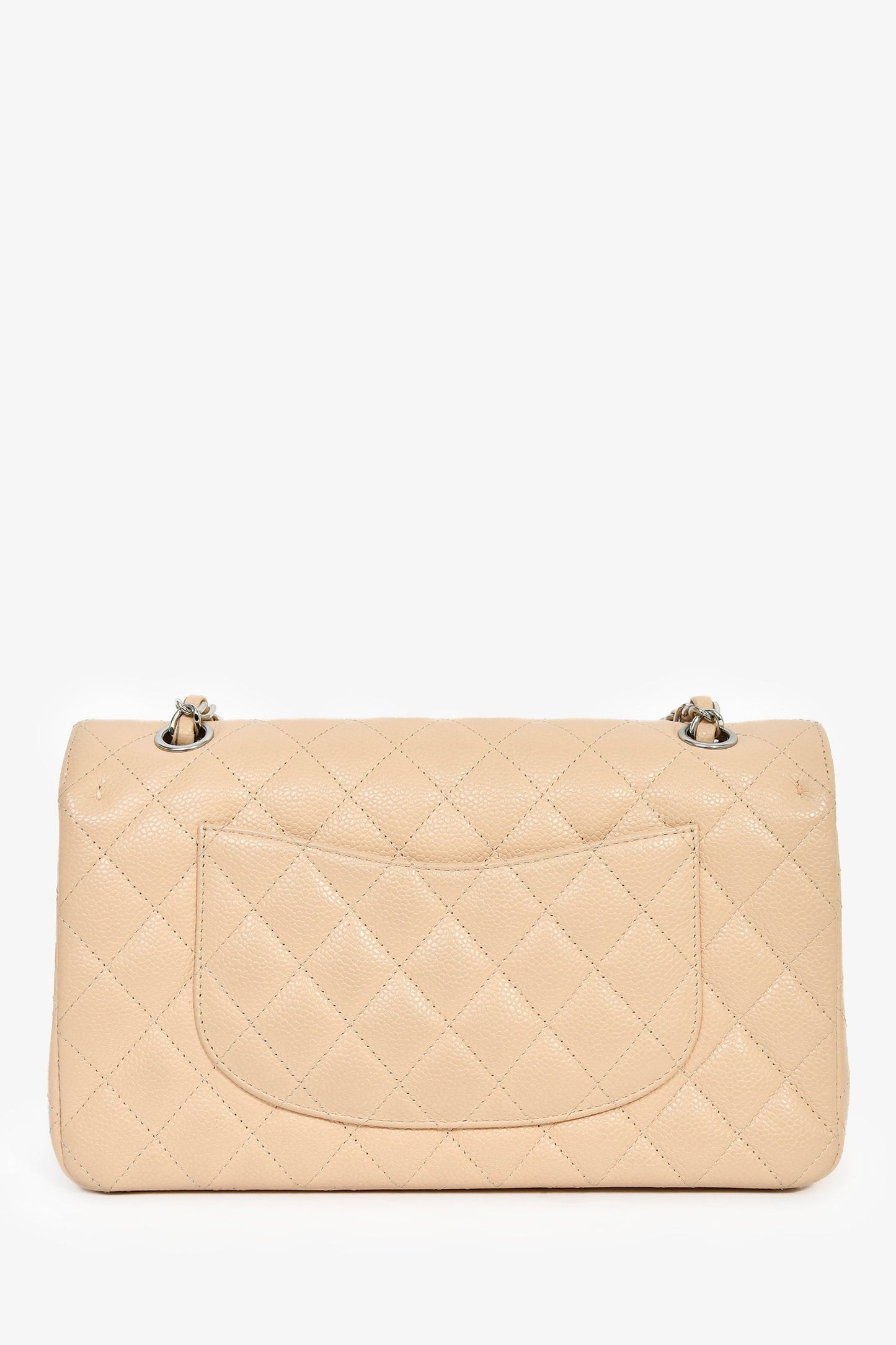 Chanel™ 2011 Beige Caviar Leather Medium Double Flap Shoulder Bag