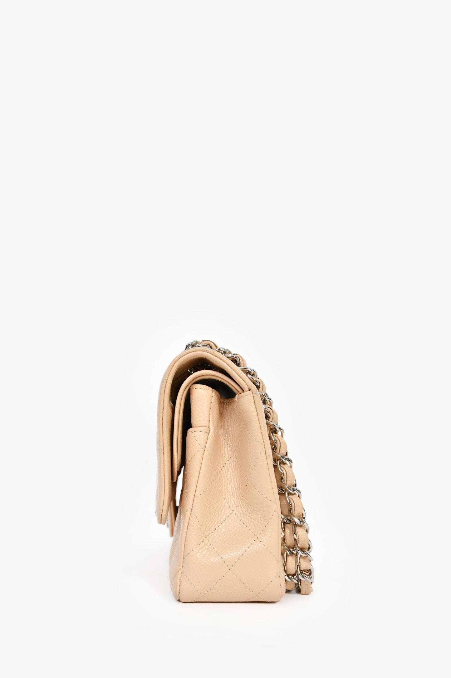 Chanel™ 2011 Beige Caviar Leather Medium Double Flap Shoulder Bag